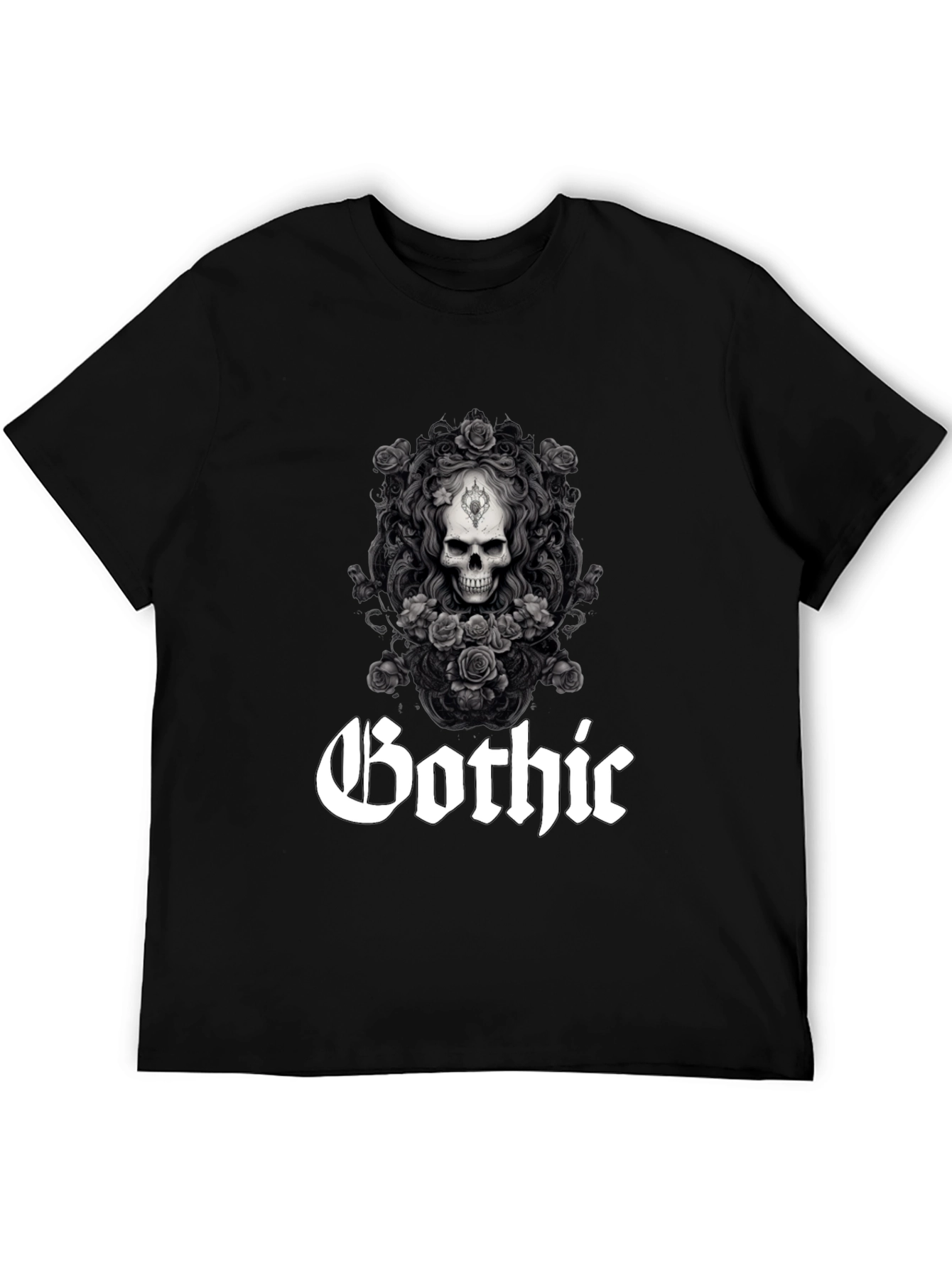 Gothic Skull & Roses Graphic Tee