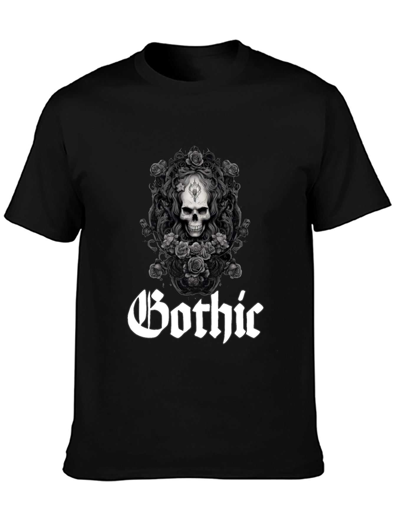 Gothic Skull & Roses Graphic Tee