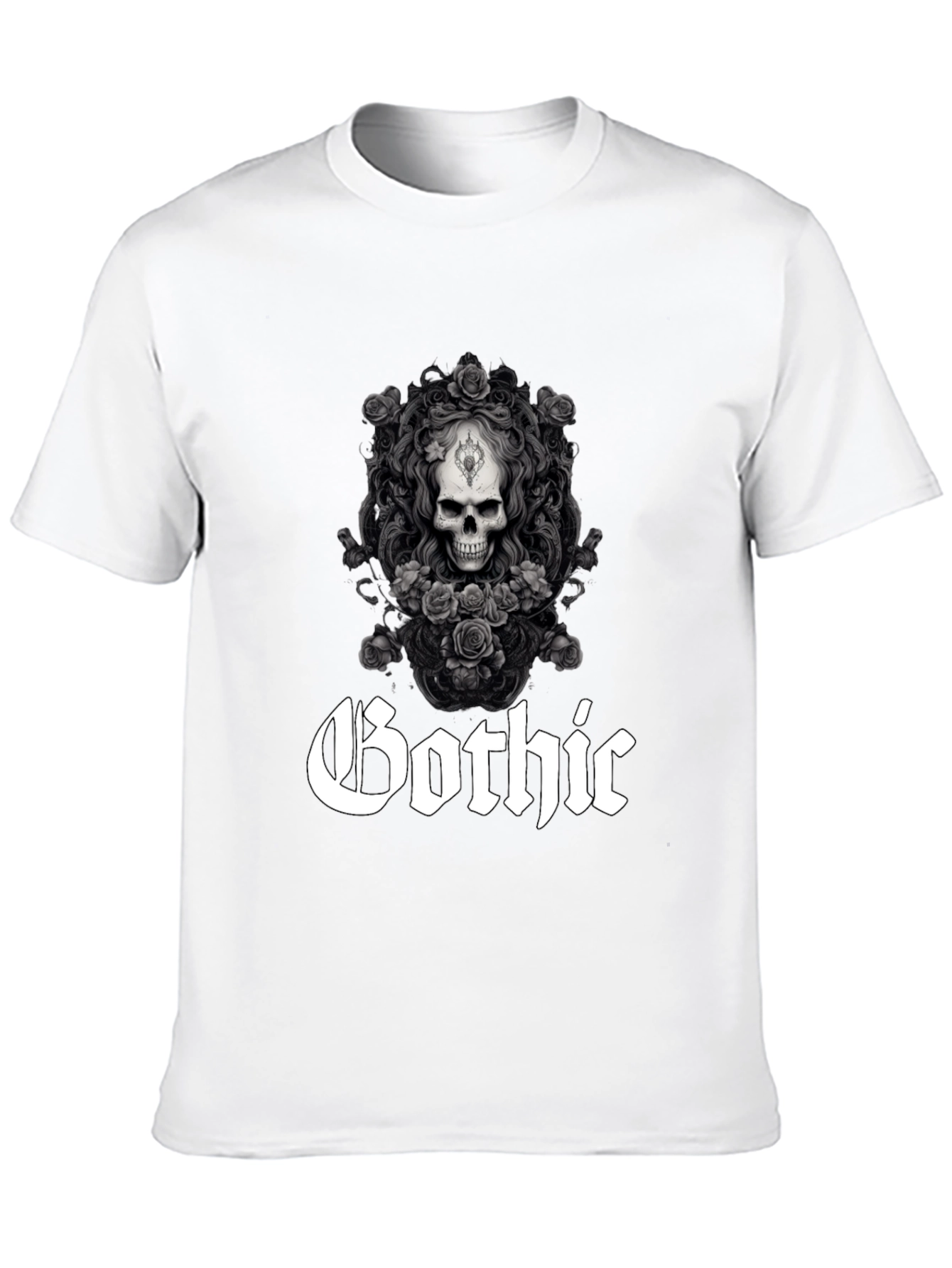 Gothic Skull & Roses Graphic Tee