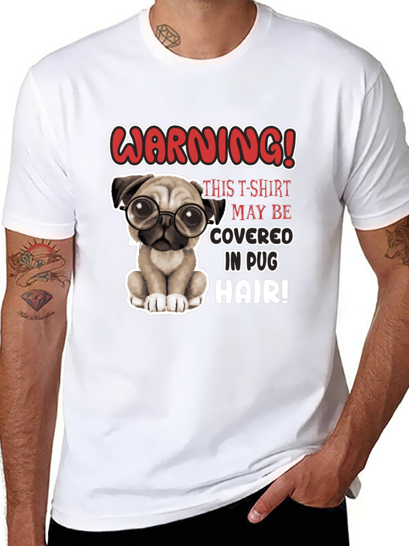 Warning! Pug Hair T-Shirt - Cute Dog Lover Tee