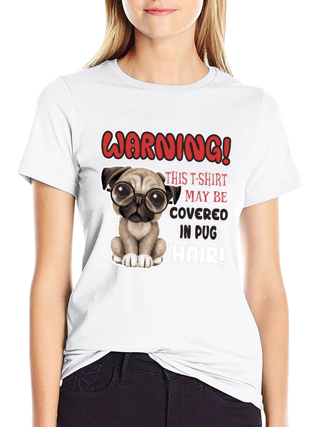 Warning! Pug Hair T-Shirt - Cute Dog Lover Tee