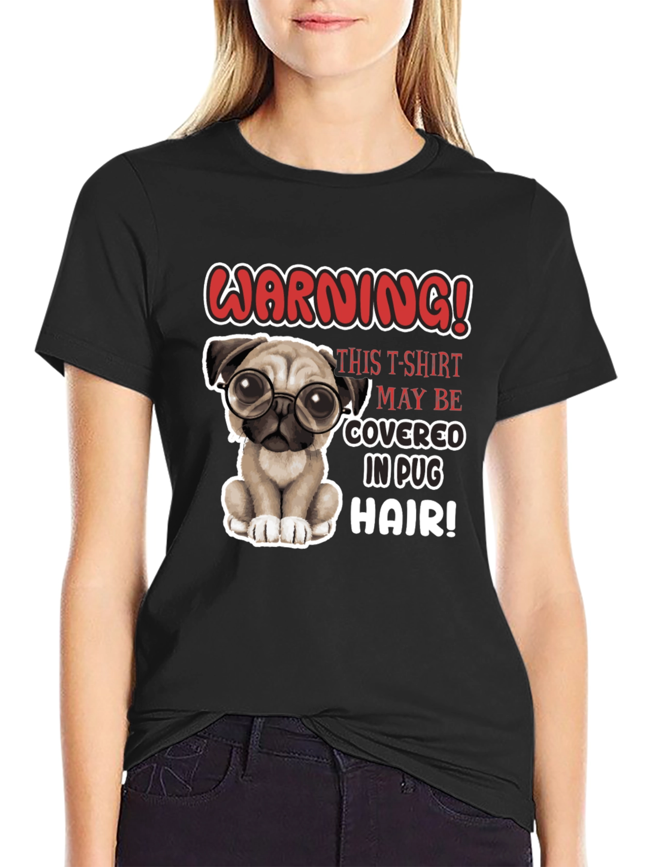 Warning! Pug Hair T-Shirt - Cute Dog Lover Tee