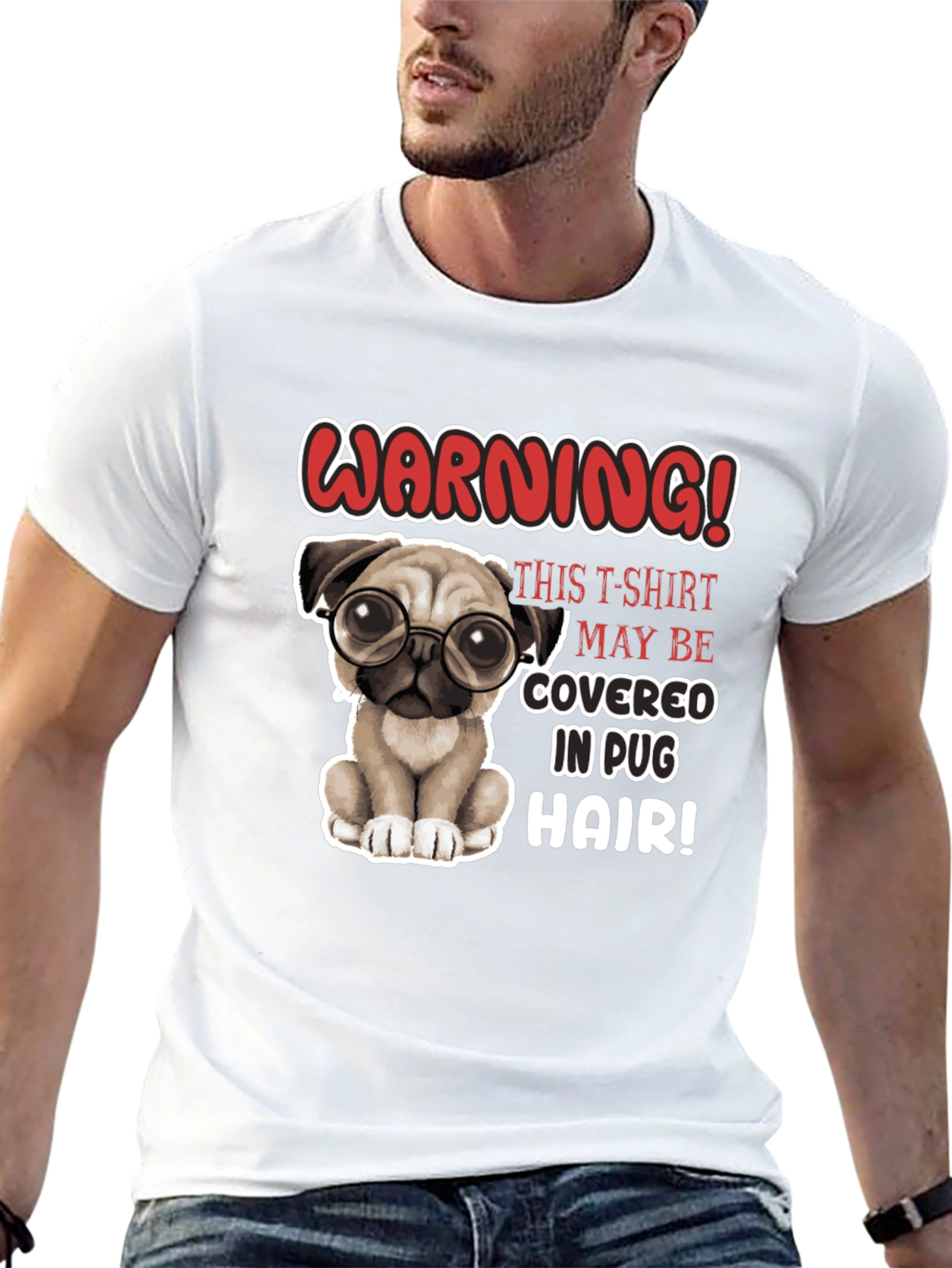 Warning! Pug Hair T-Shirt - Cute Dog Lover Tee