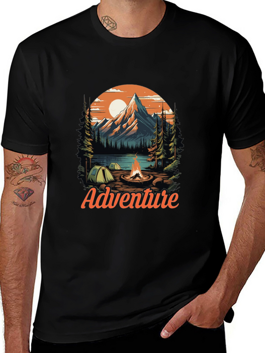 Adventure Graphic Tee - Mountain Campfire Design