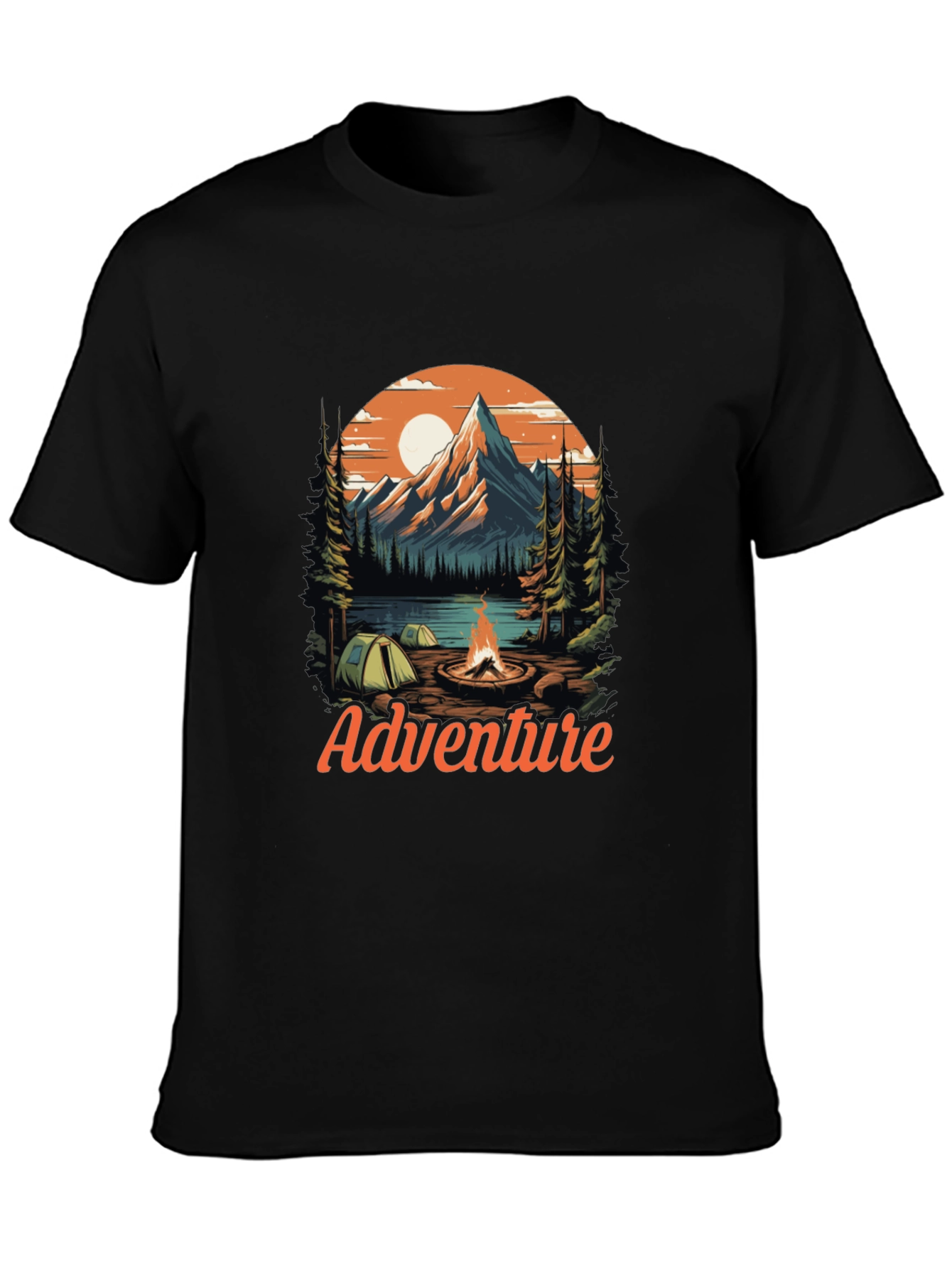 Adventure Graphic Tee - Mountain Campfire Design