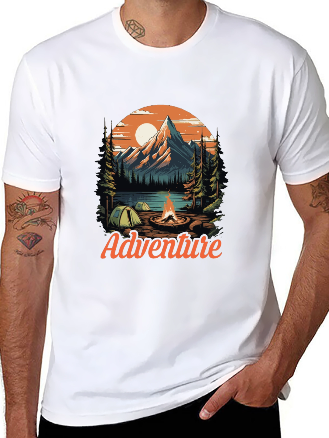 Adventure Graphic Tee - Mountain Campfire Design