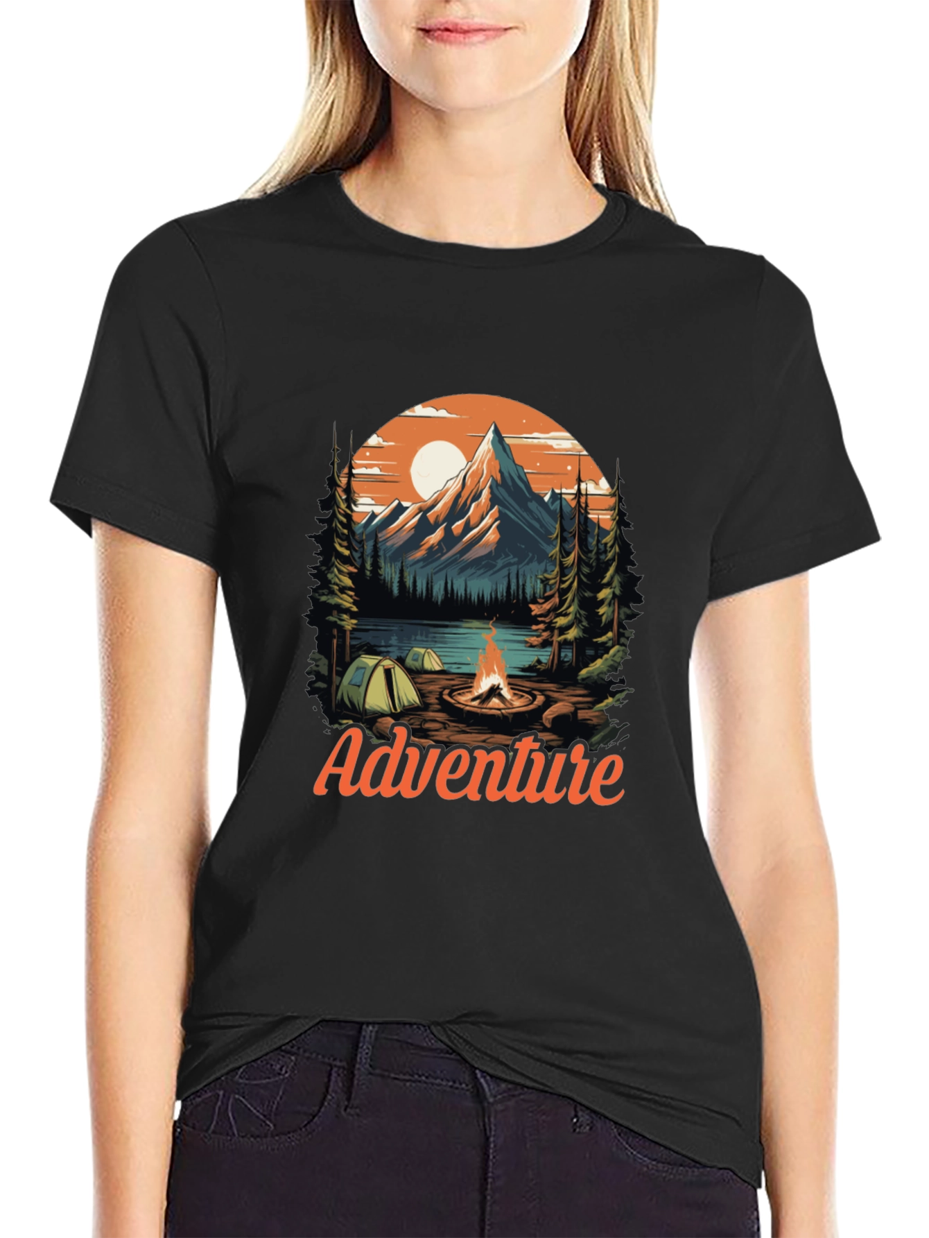 Adventure Graphic Tee - Mountain Campfire Design