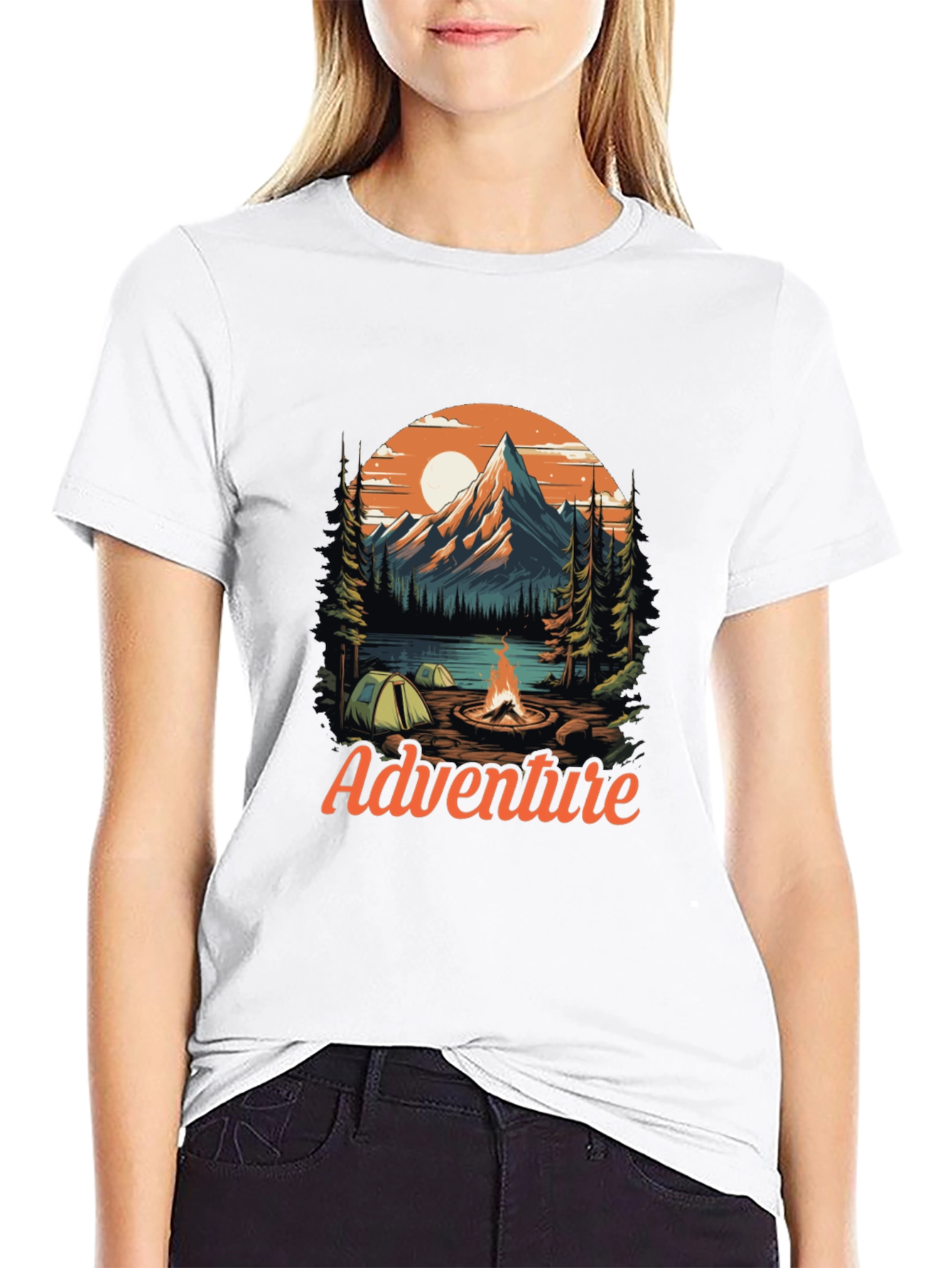 Adventure Graphic Tee - Mountain Campfire Design