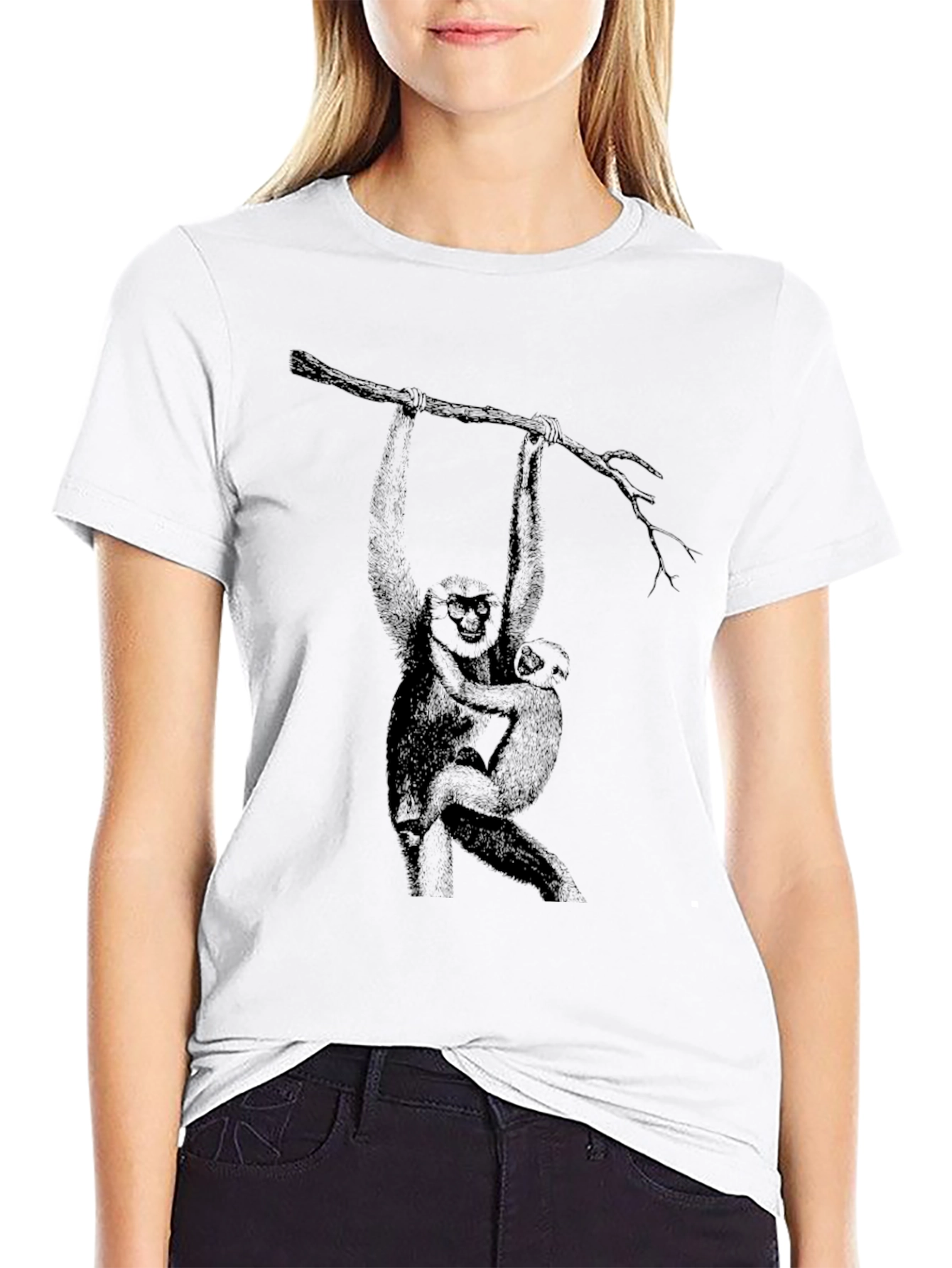 Black Gibbon Monkey T-Shirt