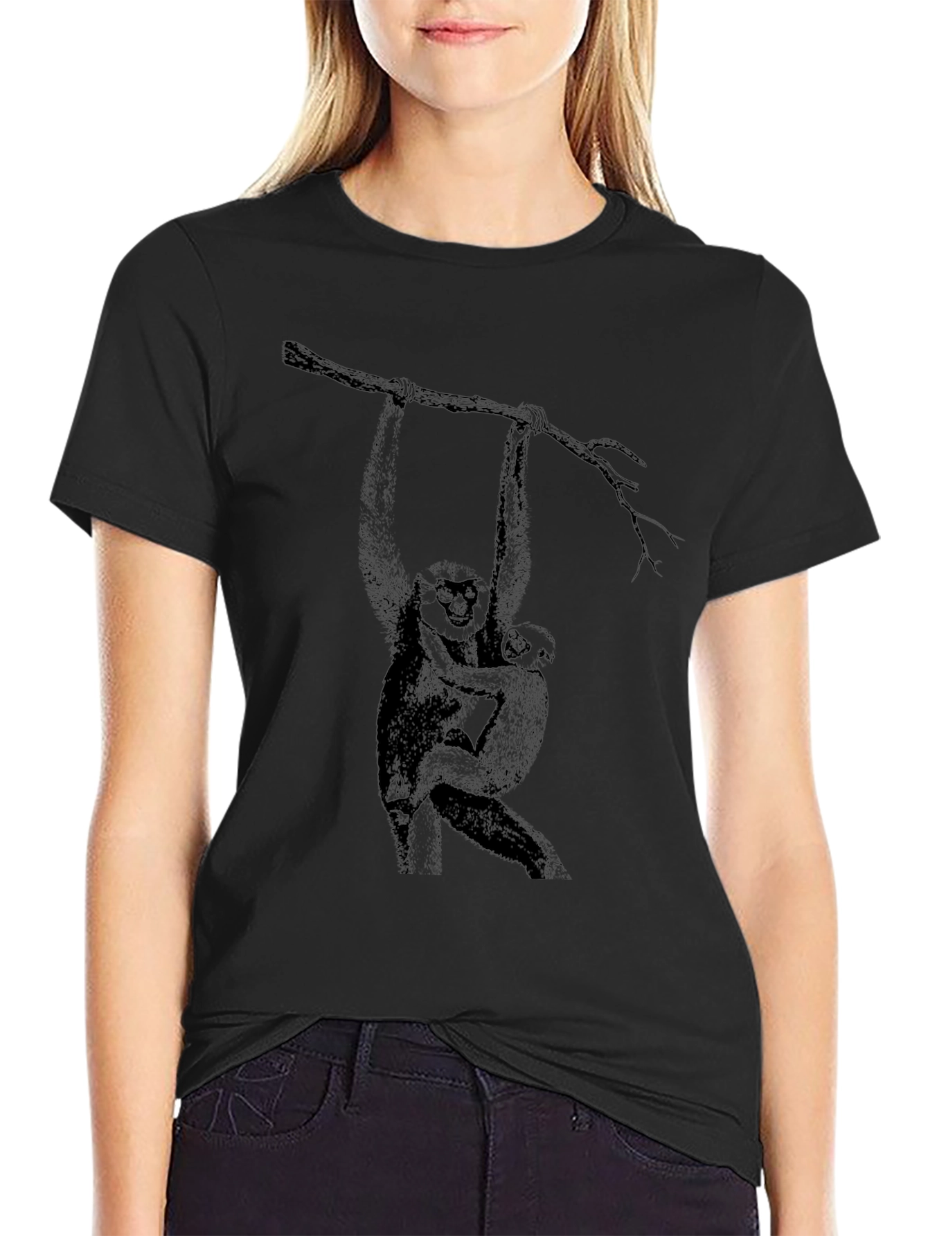 Black Gibbon Monkey T-Shirt