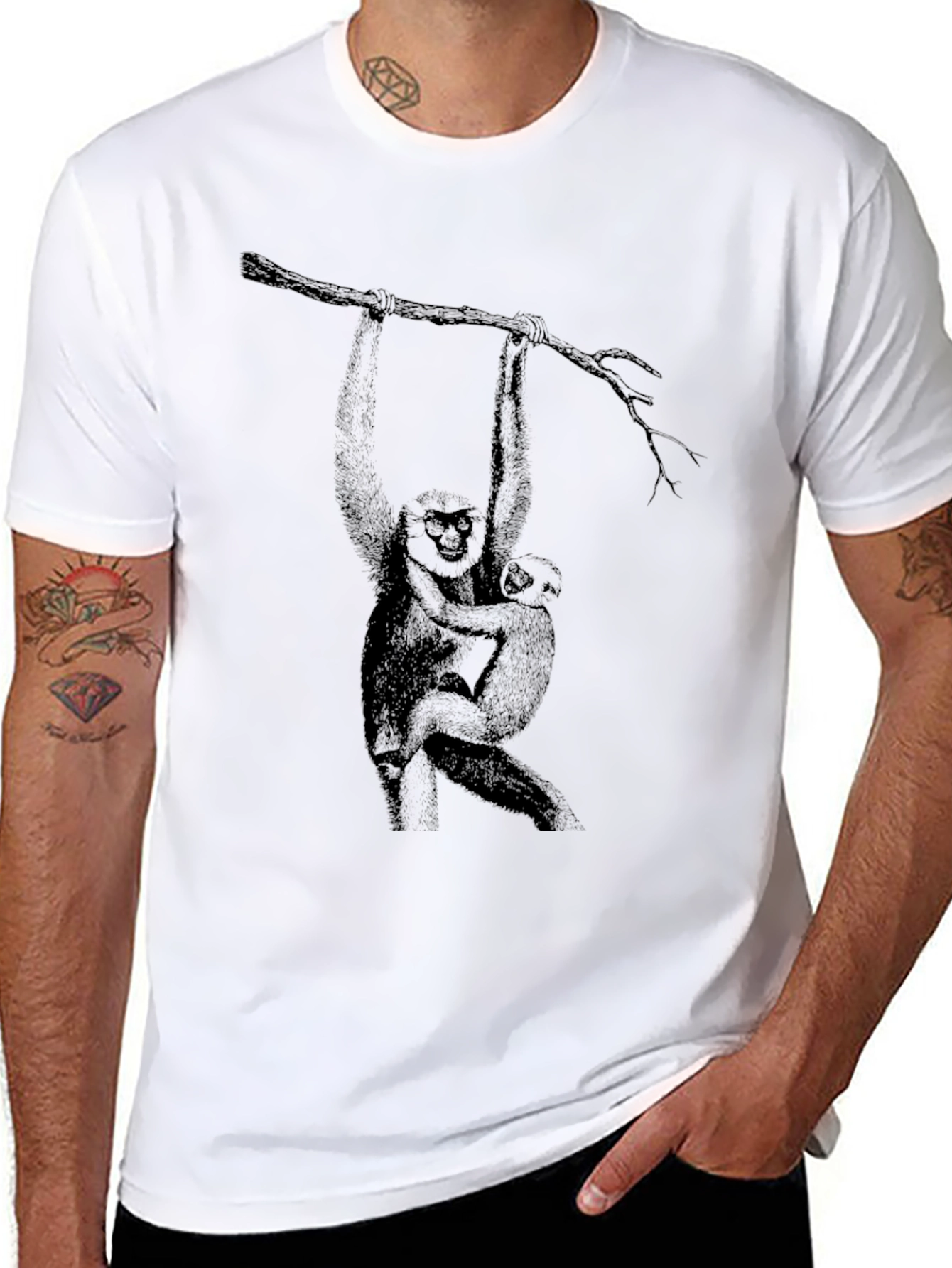 Black Gibbon Monkey T-Shirt