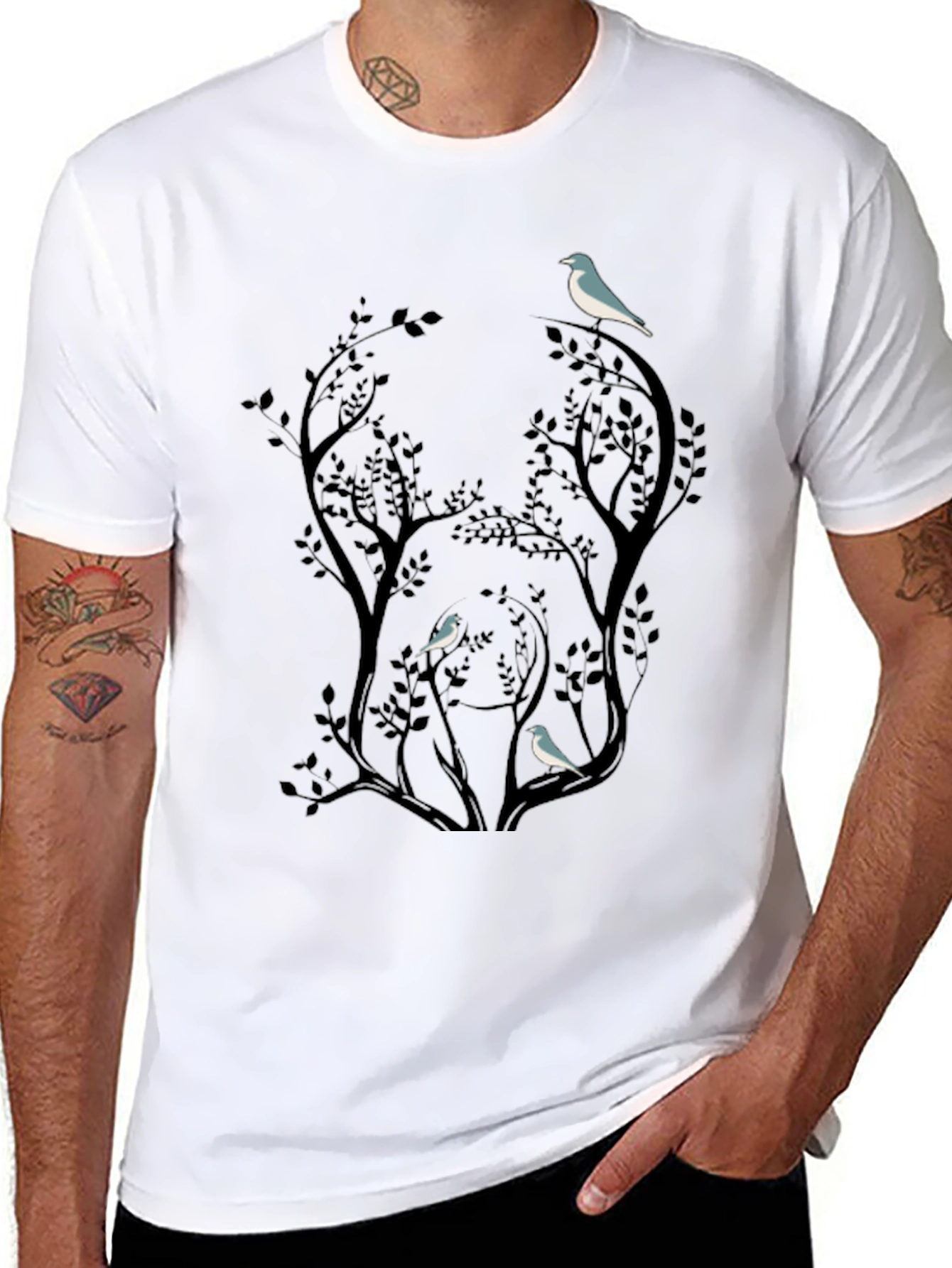 Bird Silhouette Graphic Black T-Shirt