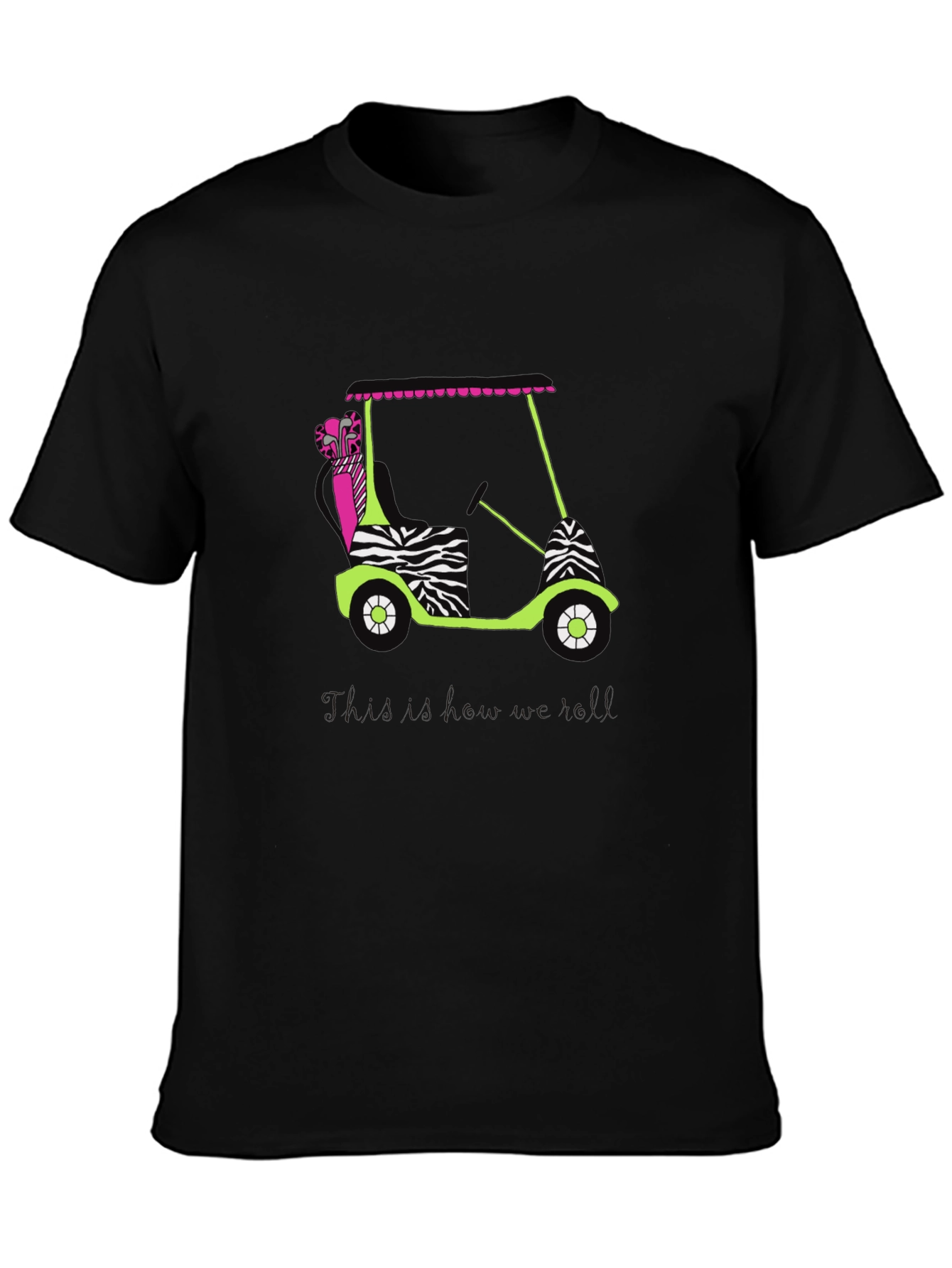 Zebra Print Golf Cart Graphic T-Shirt