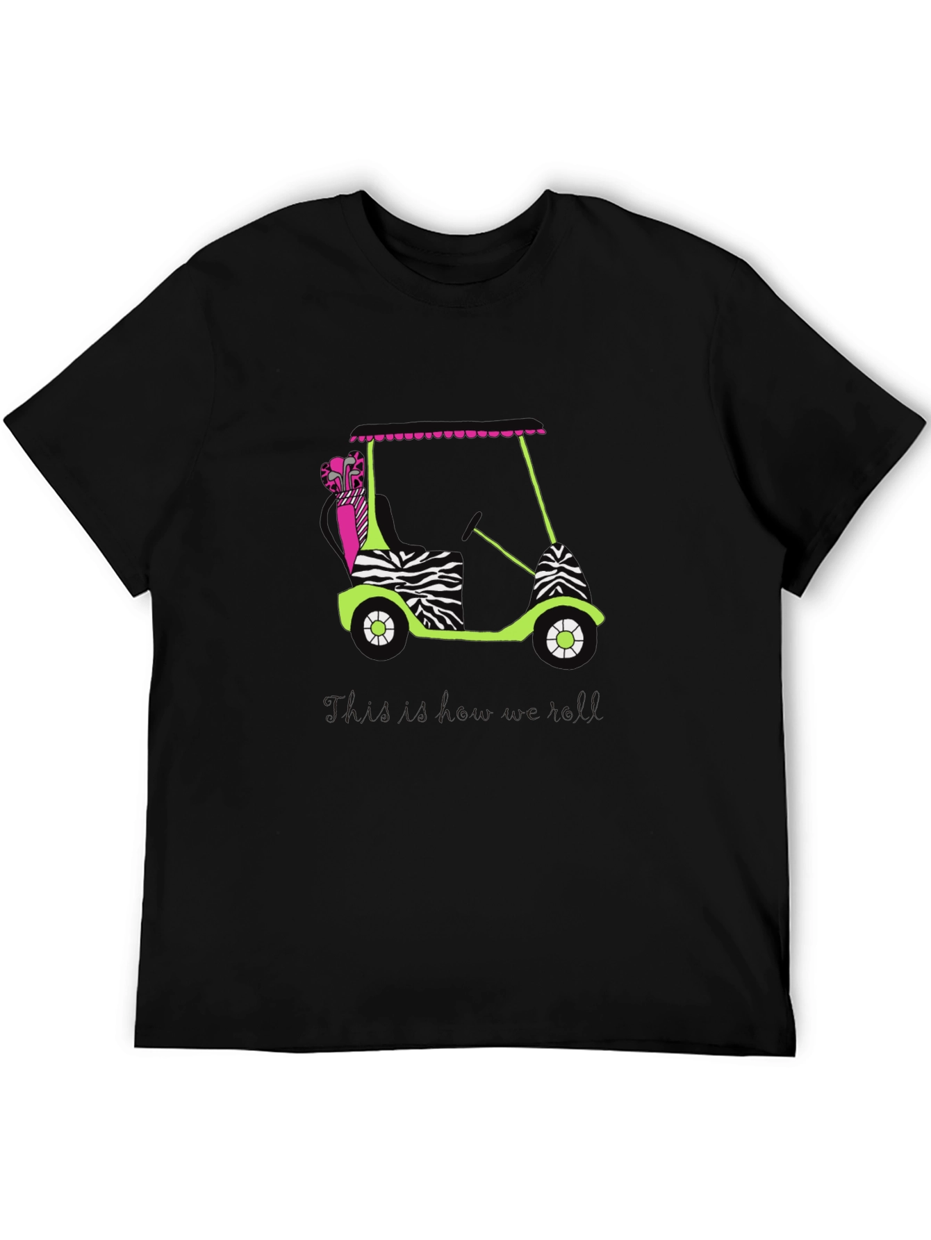 Zebra Print Golf Cart Graphic T-Shirt