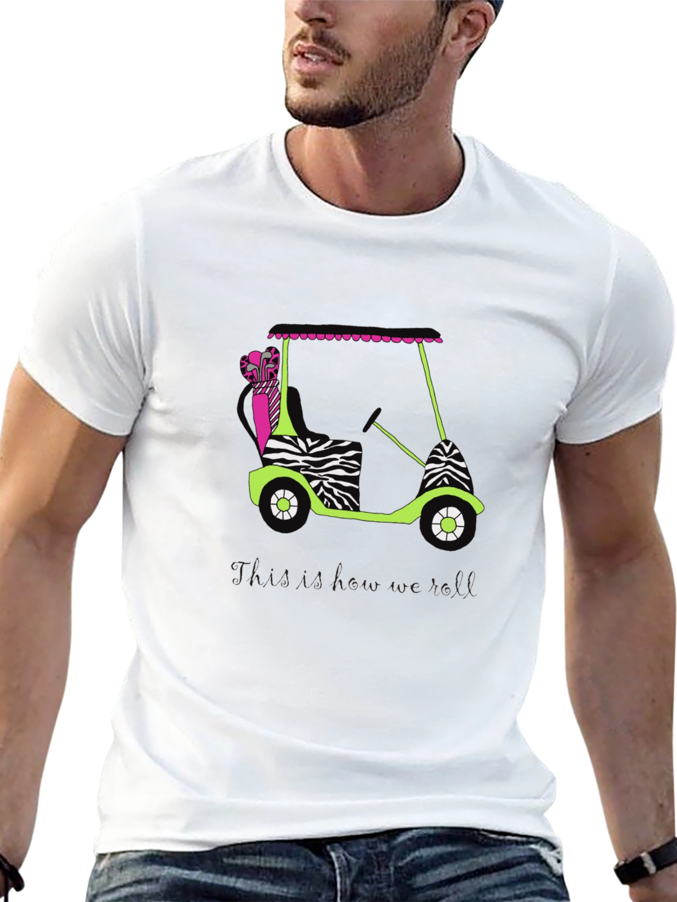 Zebra Print Golf Cart Graphic T-Shirt