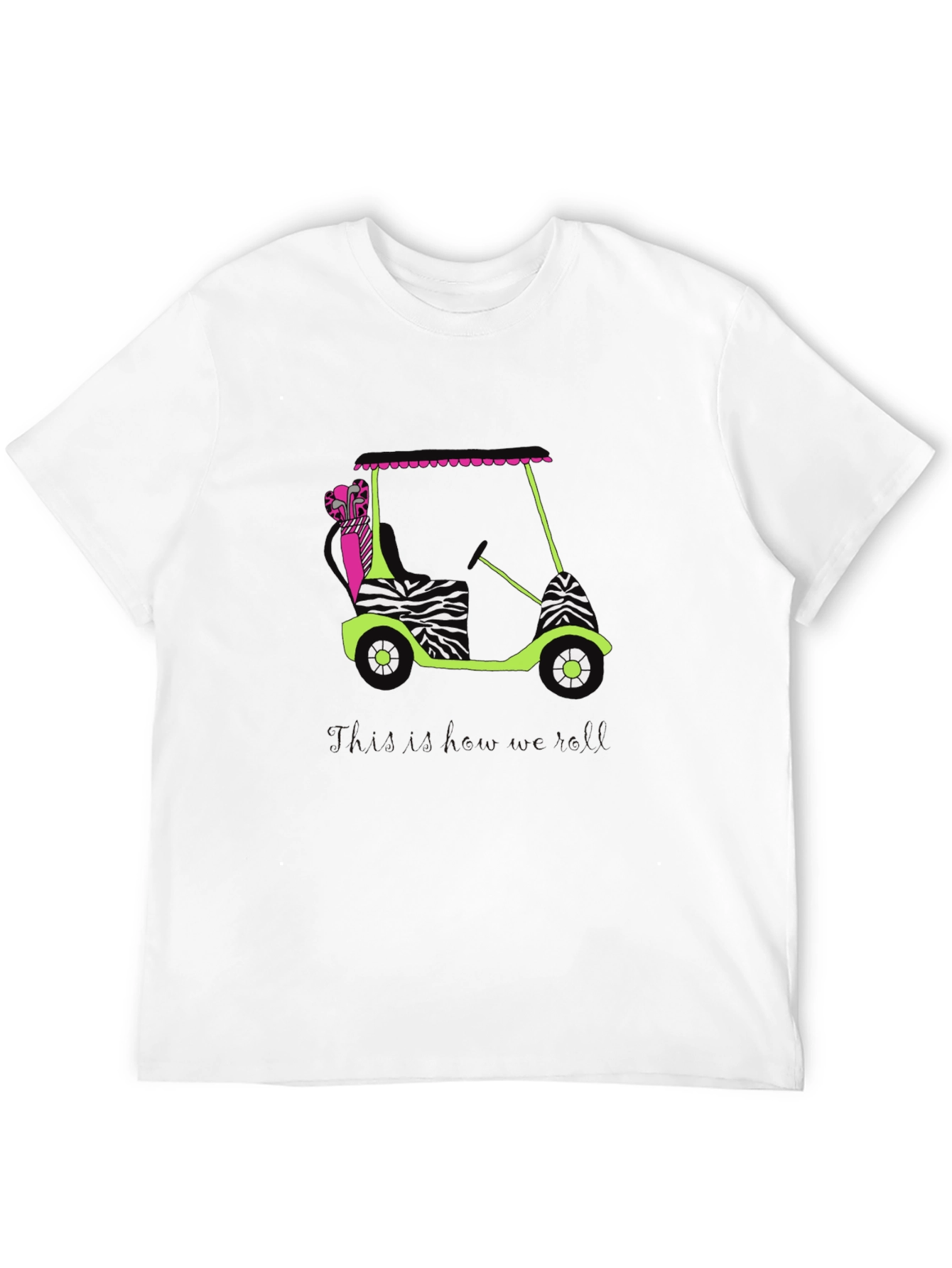 Zebra Print Golf Cart Graphic T-Shirt
