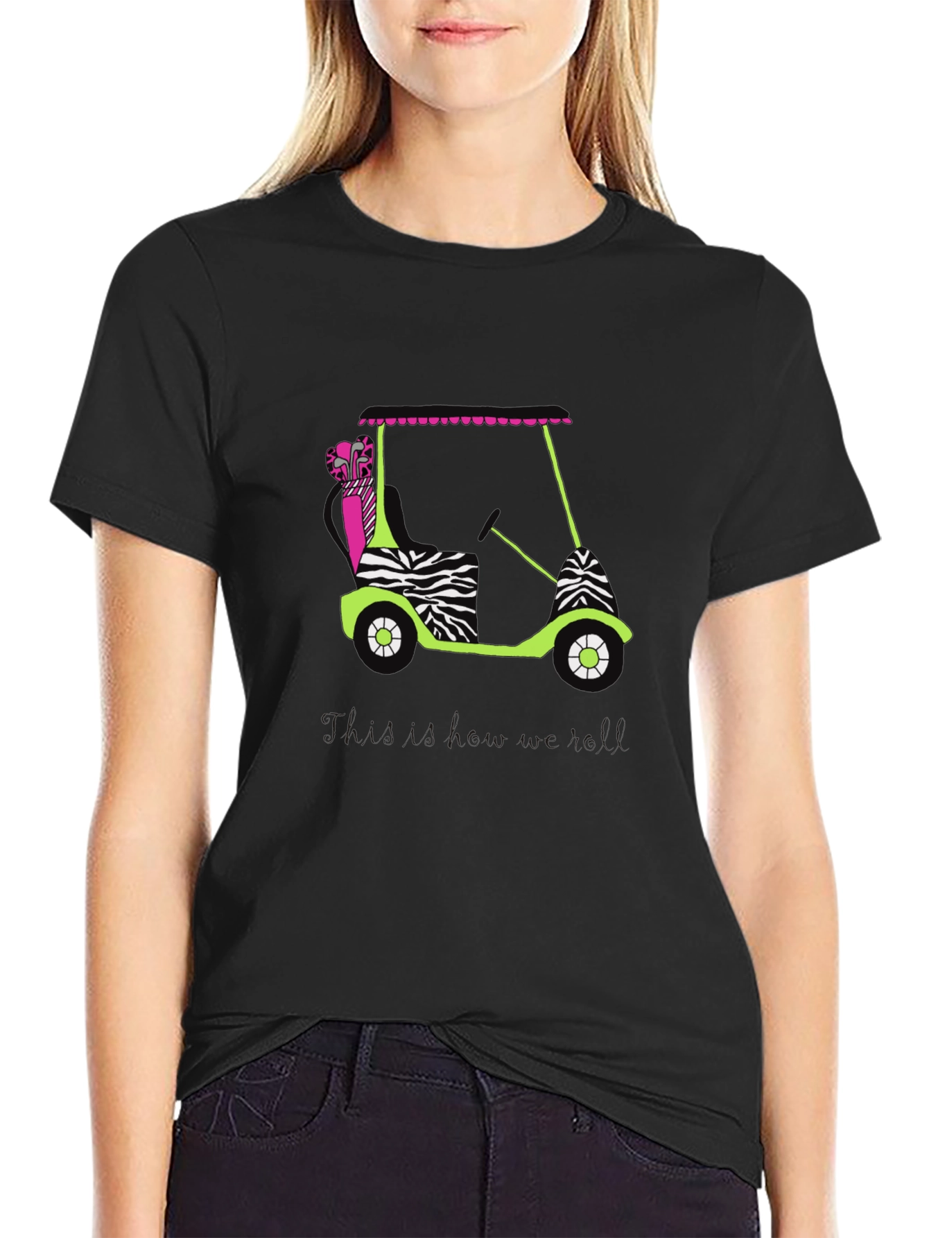 Zebra Print Golf Cart Graphic T-Shirt