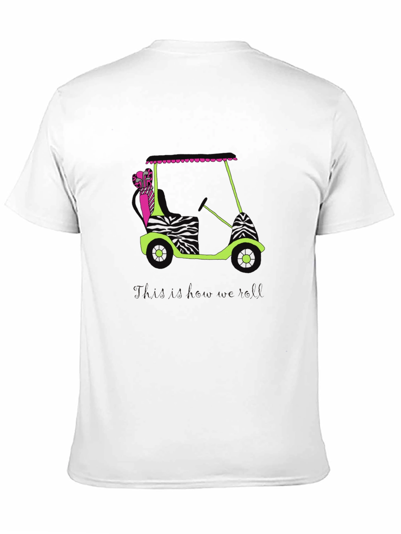 Zebra Print Golf Cart Graphic T-Shirt