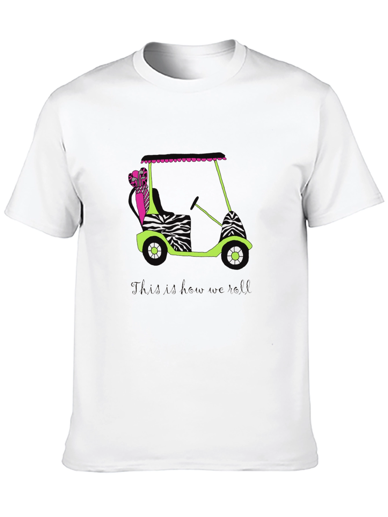 Zebra Print Golf Cart Graphic T-Shirt