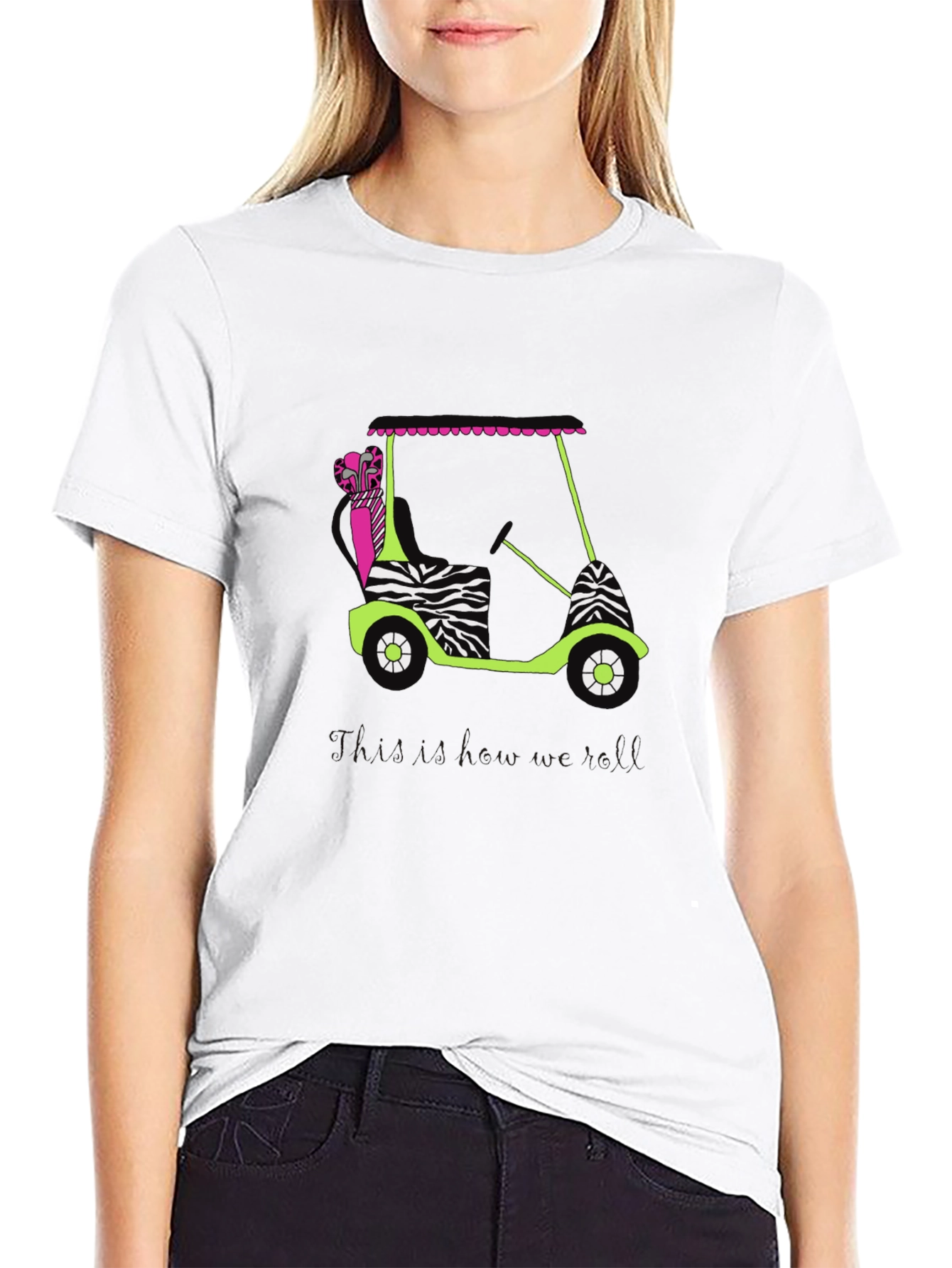 Zebra Print Golf Cart Graphic T-Shirt