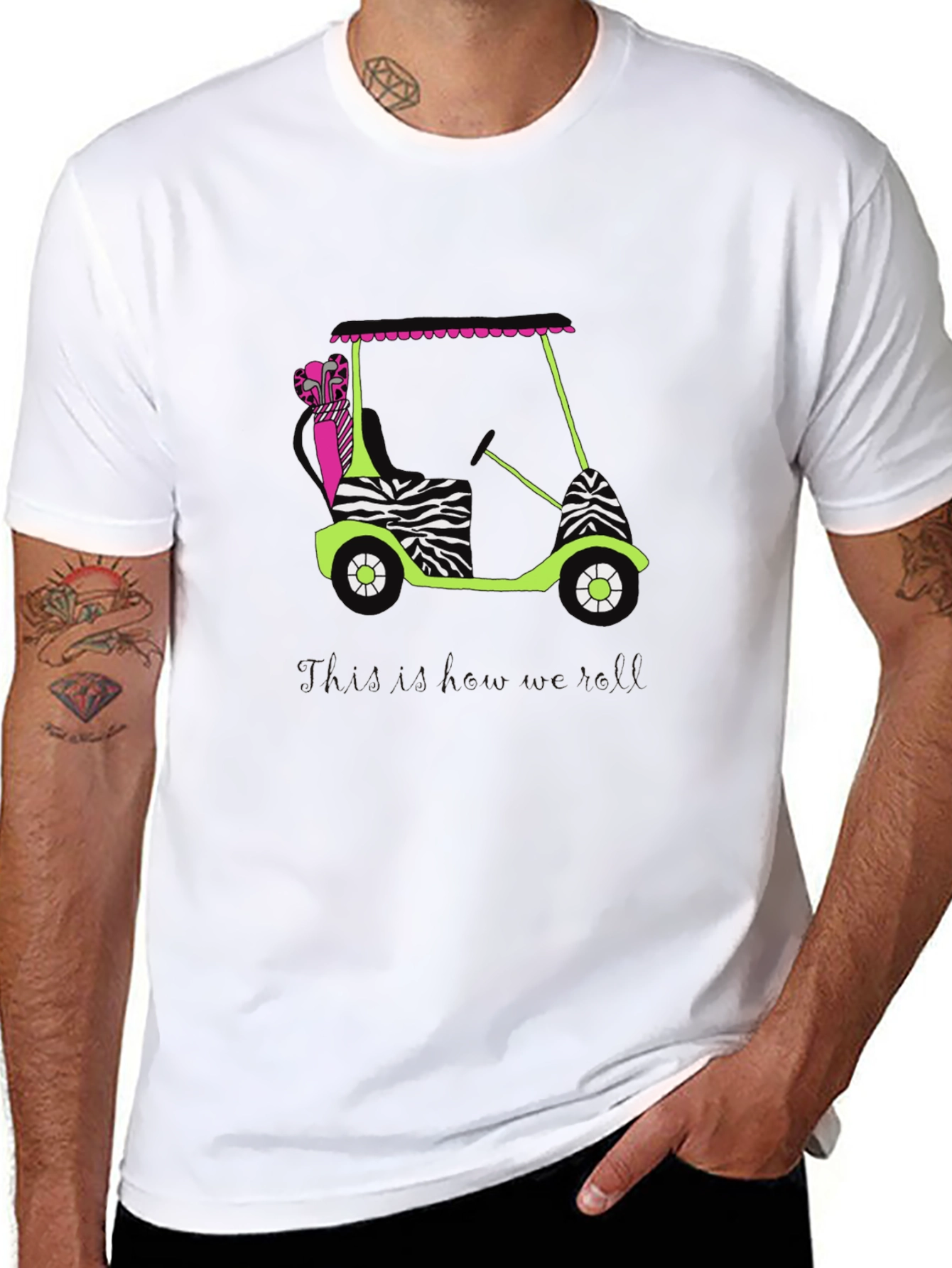 Zebra Print Golf Cart Graphic T-Shirt