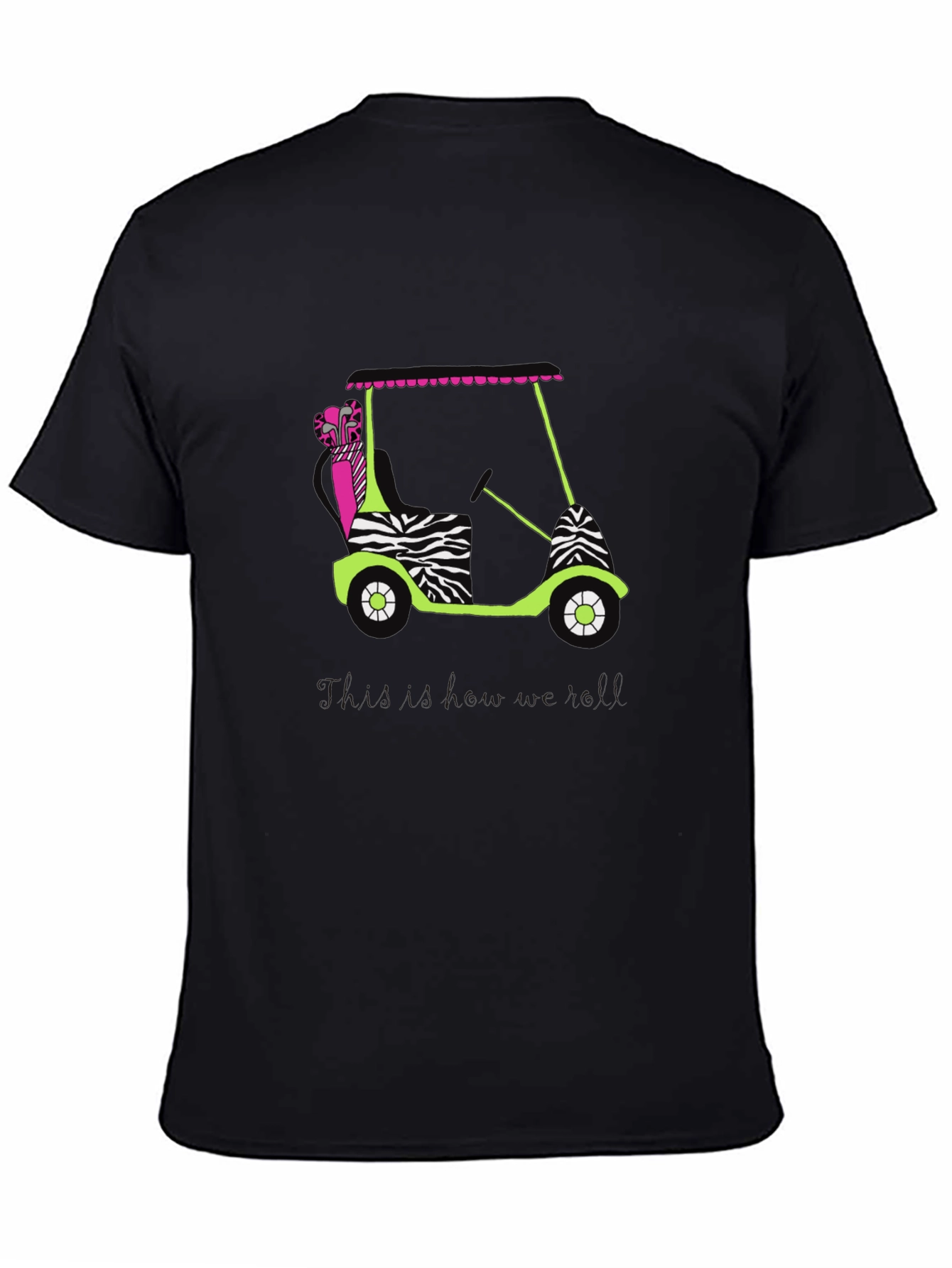 Zebra Print Golf Cart Graphic T-Shirt