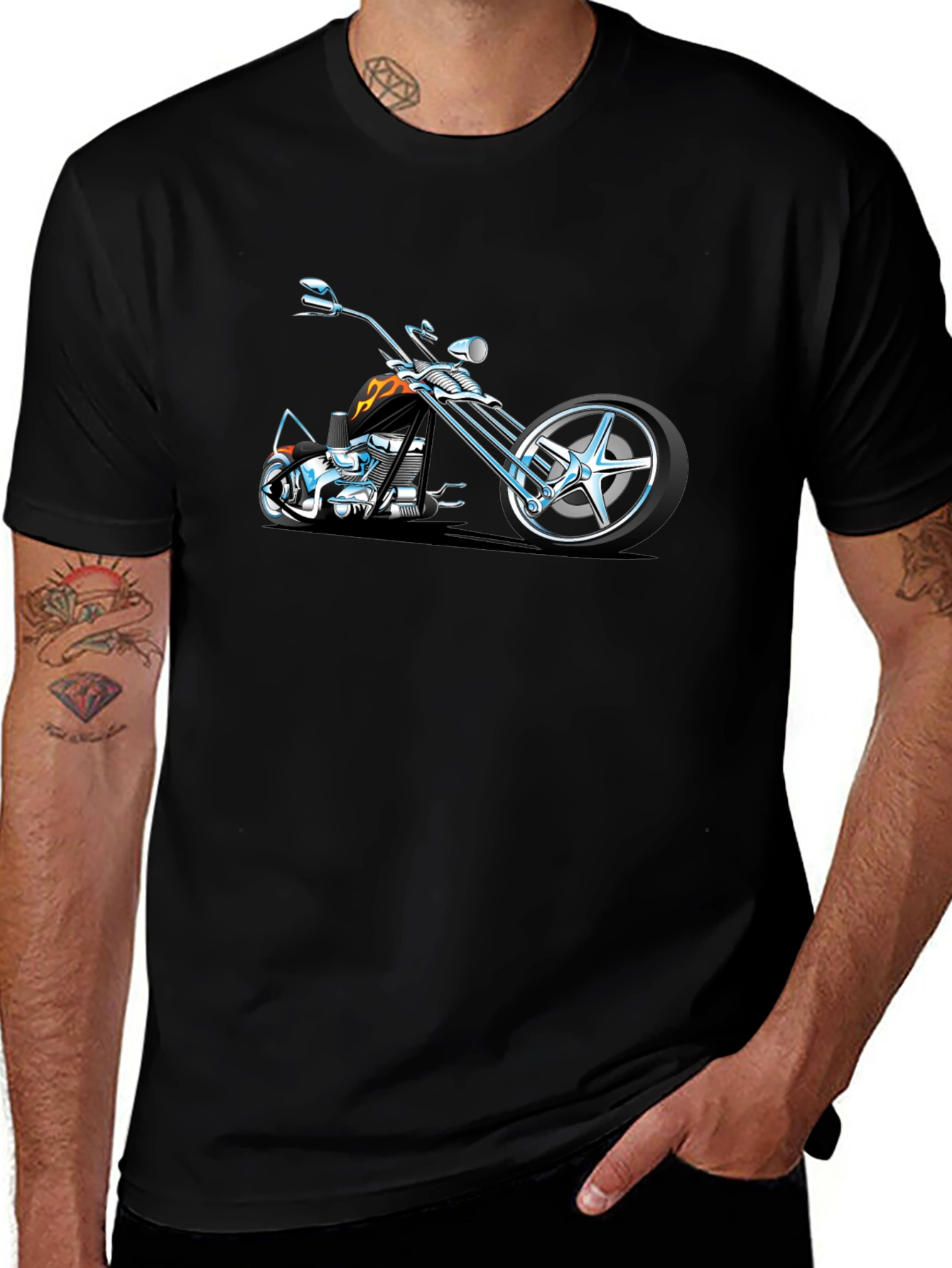 Cool Motorcycle Graphic Tee - Black