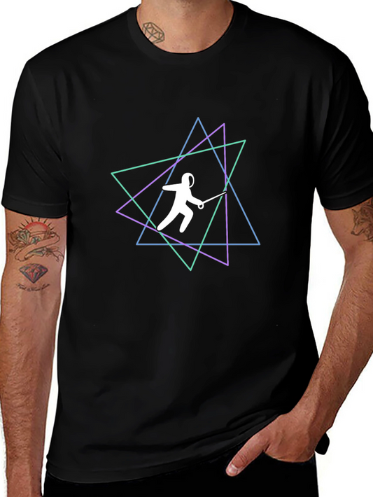 Fencing Star T-Shirt - Neon Geometric Design