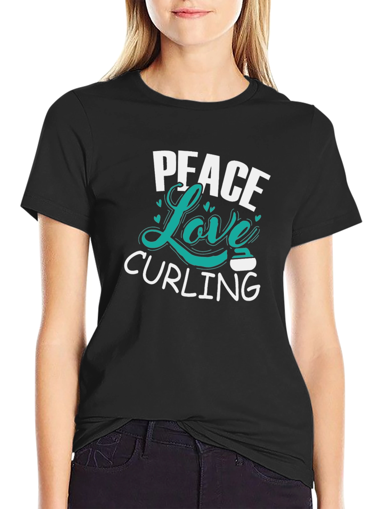 Peace Love Curling Graphic T-Shirt