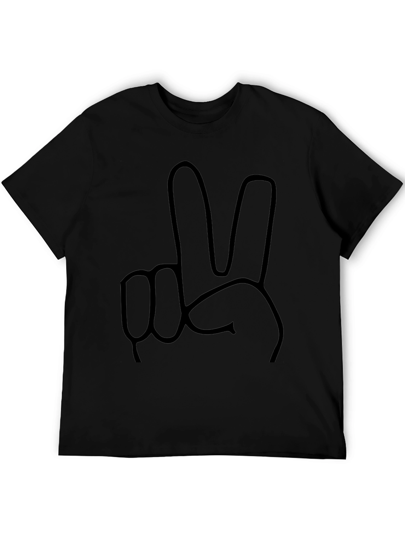 Peace Sign Graphic Tee - Black Casual T-Shirt