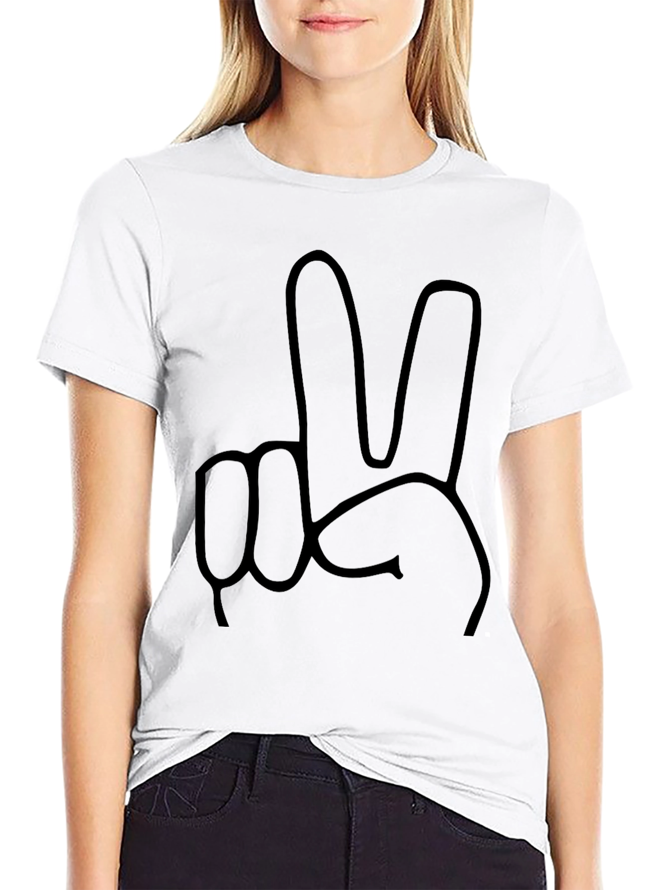 Peace Sign Graphic Tee - Black Casual T-Shirt