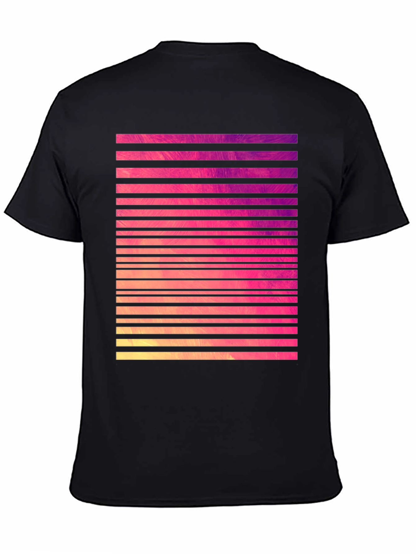 Retro Stripe Graphic Tee - Black Cotton Blend