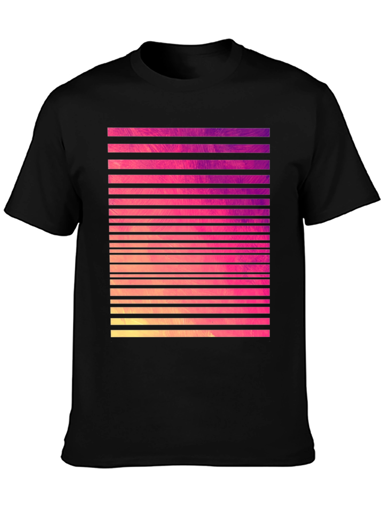 Retro Stripe Graphic Tee - Black Cotton Blend