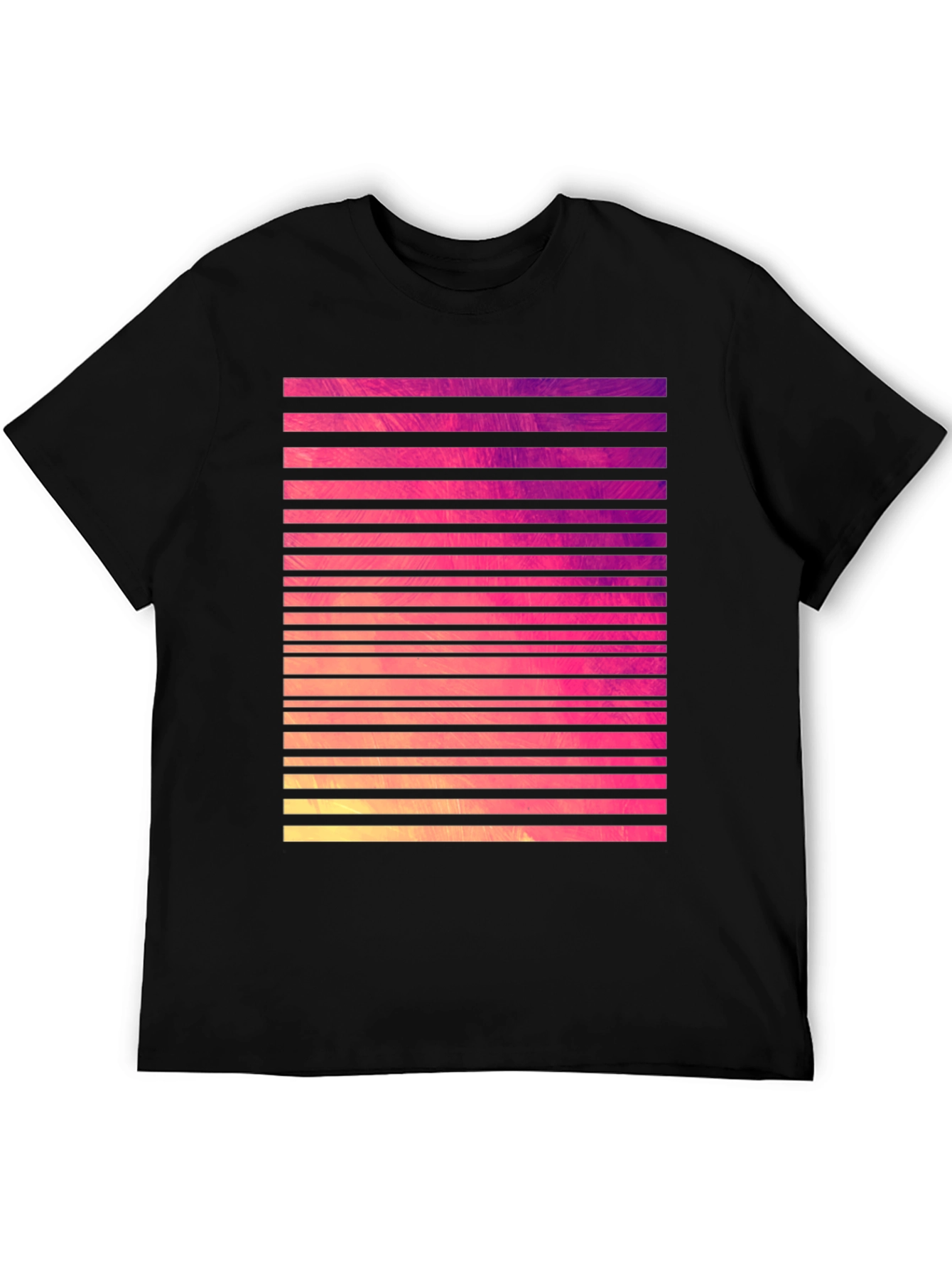 Retro Stripe Graphic Tee - Black Cotton Blend