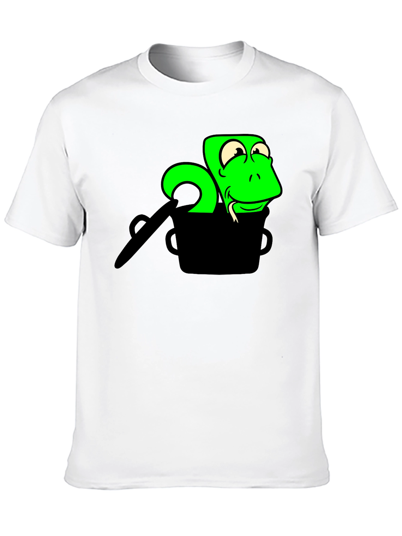 Cartoon Snake in a Pot Graphic T-Shirt