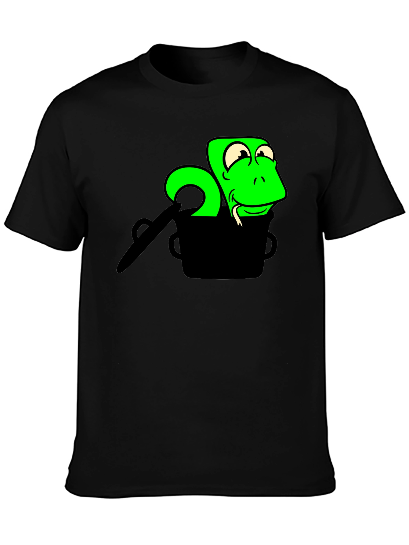 Cartoon Snake in a Pot Graphic T-Shirt