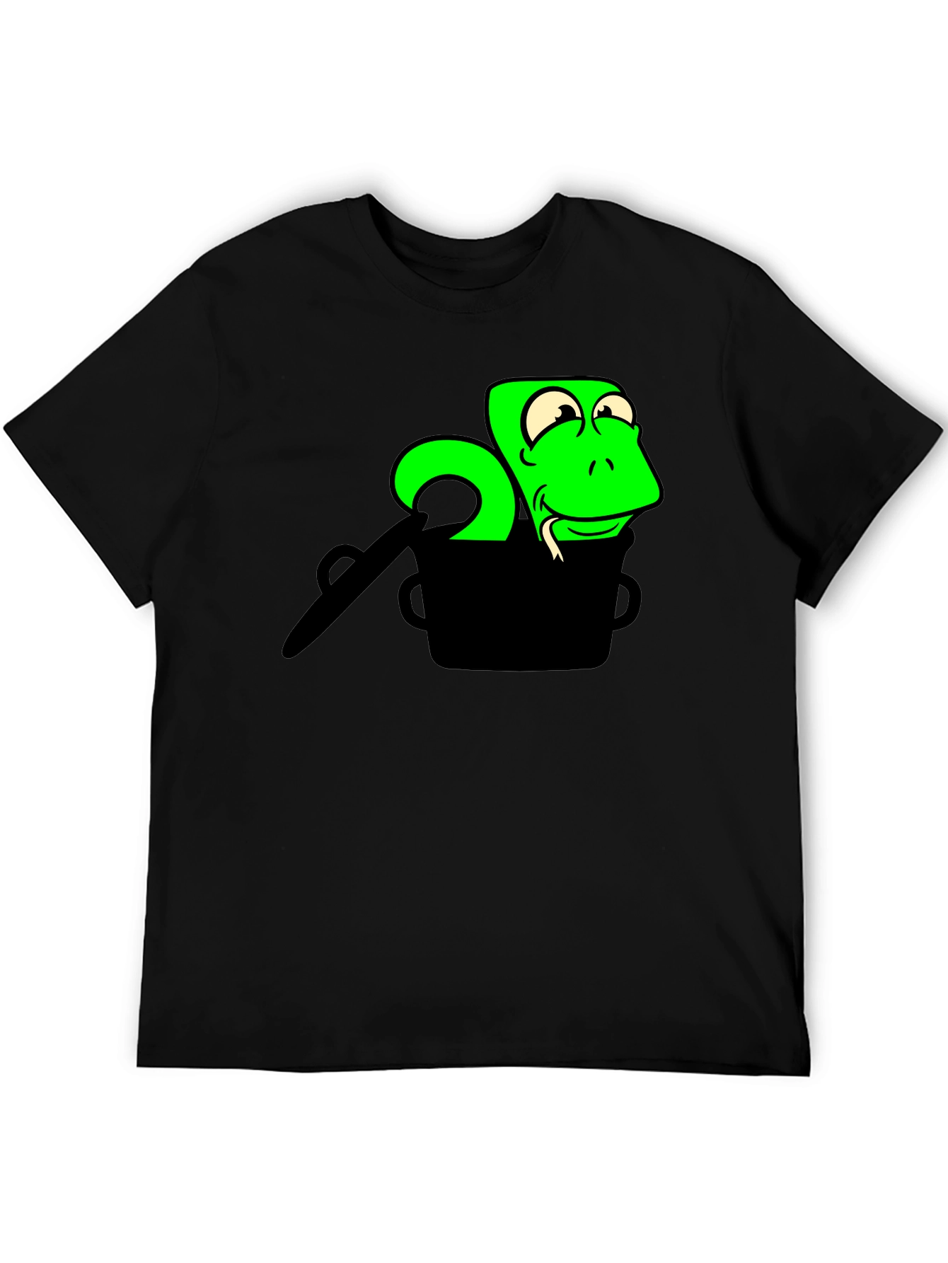 Cartoon Snake in a Pot Graphic T-Shirt