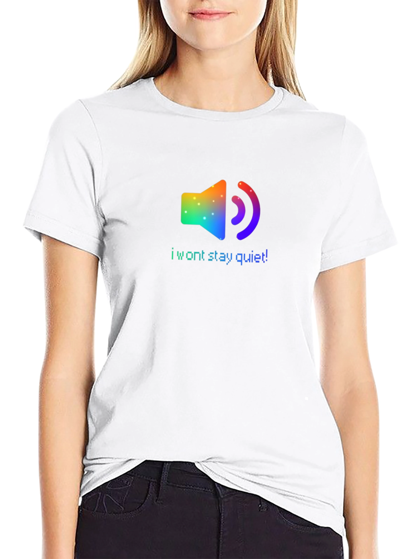Rainbow Speaker I Wont Stay Quiet! Black T-Shirt