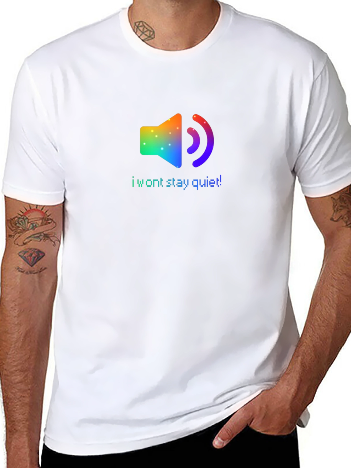 Rainbow Speaker I Wont Stay Quiet! Black T-Shirt