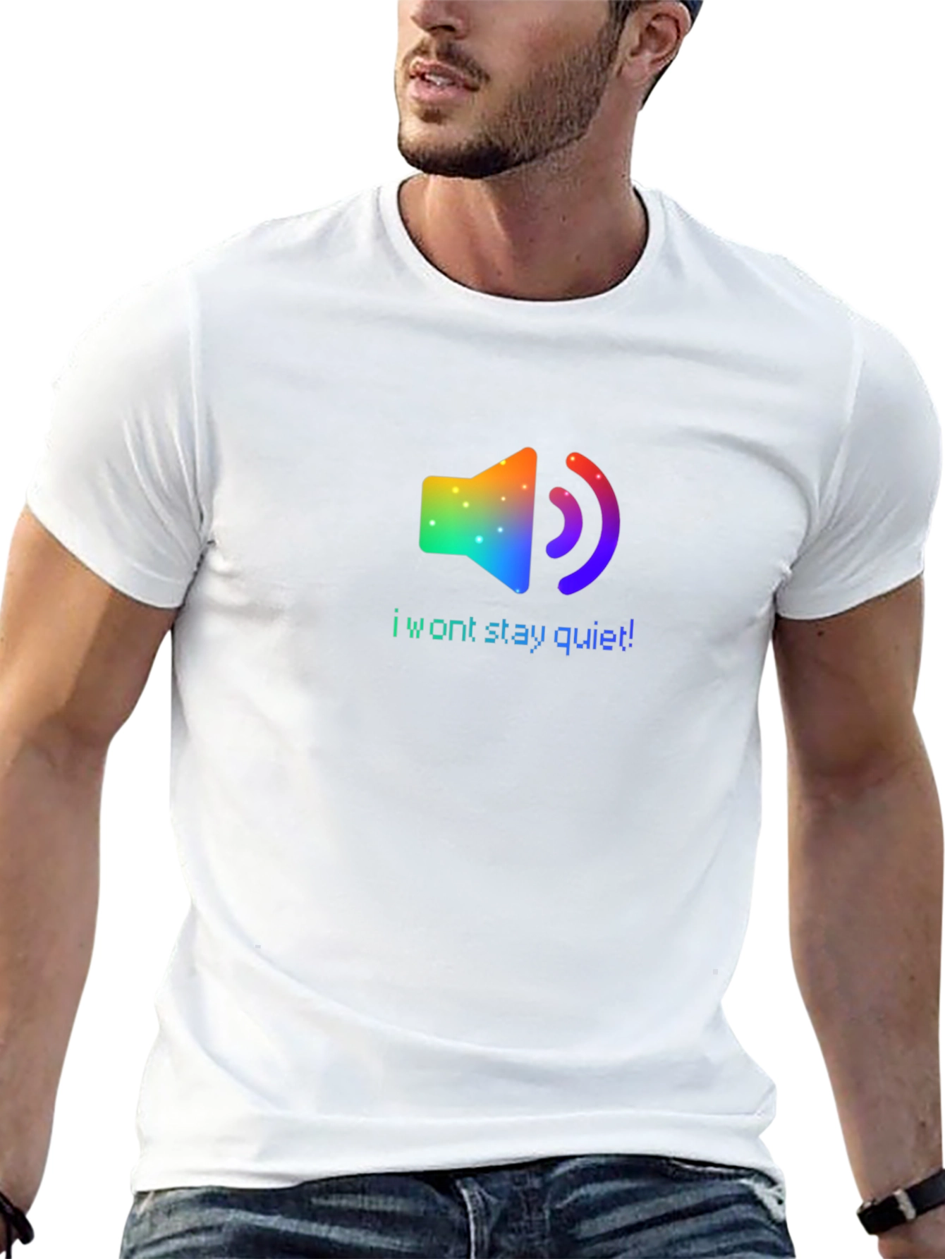 Rainbow Speaker I Wont Stay Quiet! Black T-Shirt