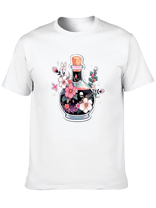 Skull Potion Floral Black T-Shirt