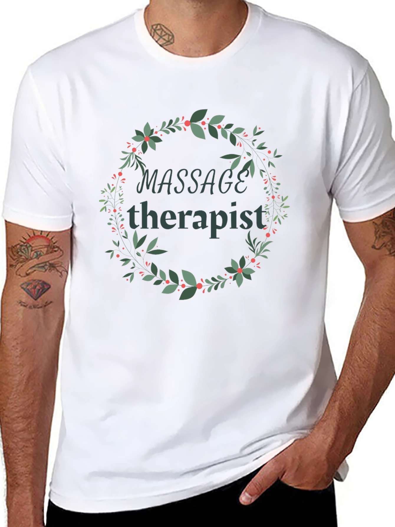 Massage Therapist Floral Wreath T-Shirt