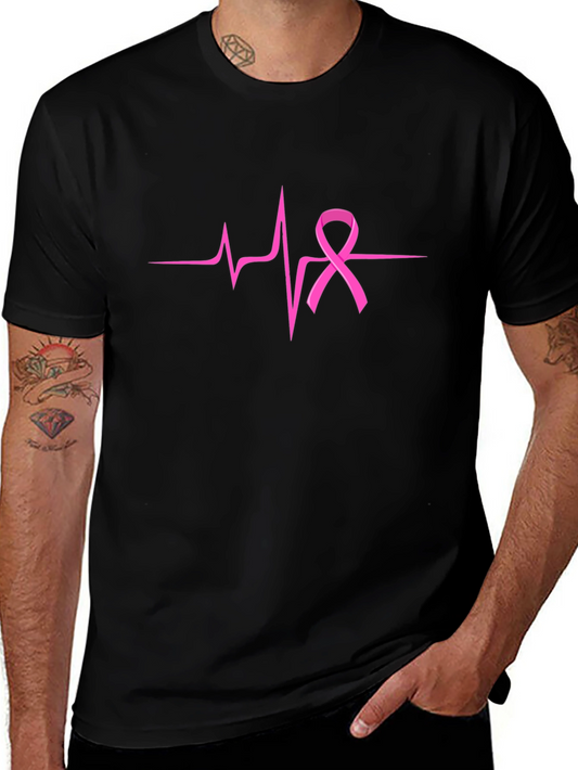 Pink Ribbon Heartbeat T-Shirt - Breast Cancer Awareness