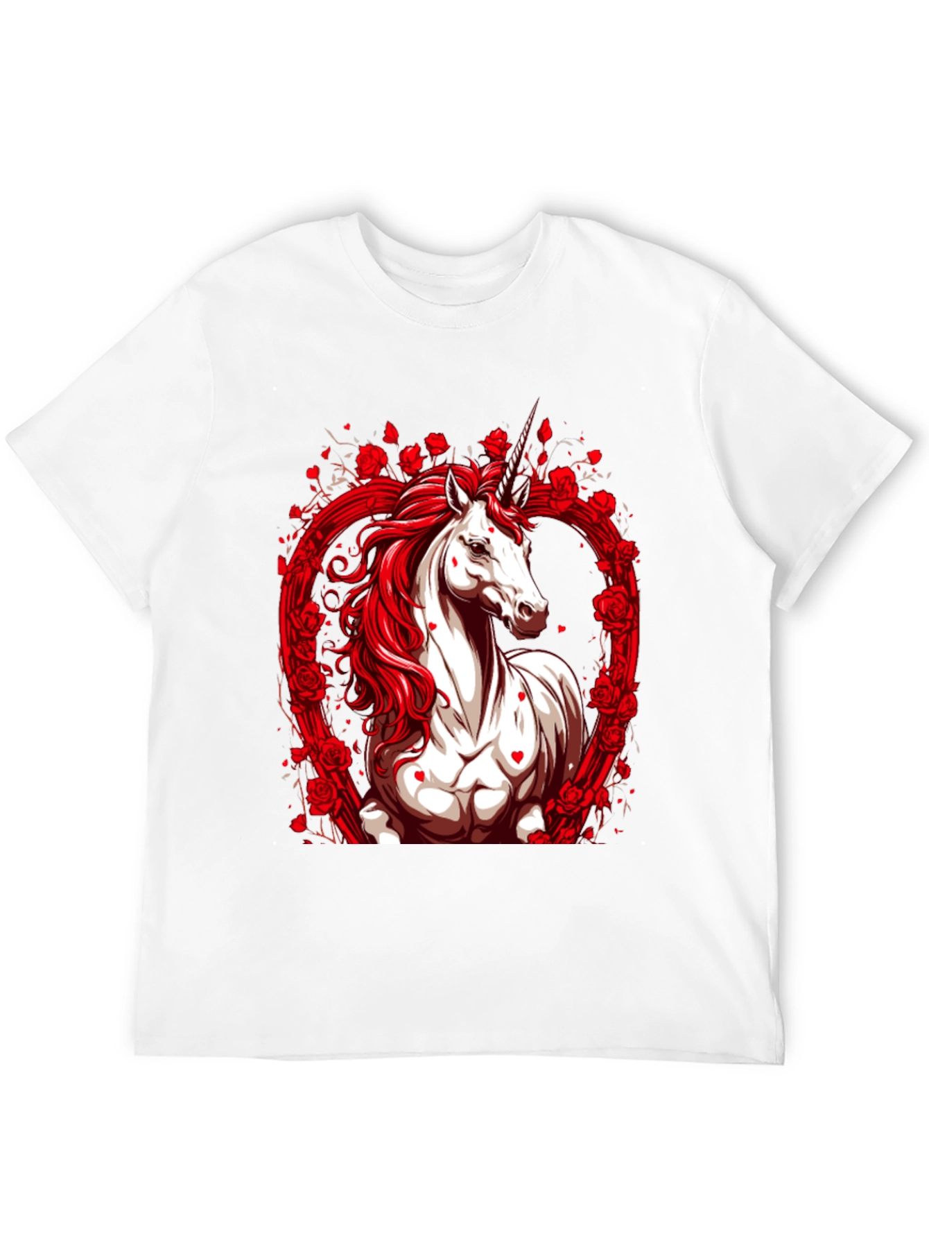 Unicorn Rose Heart Black T-Shirt
