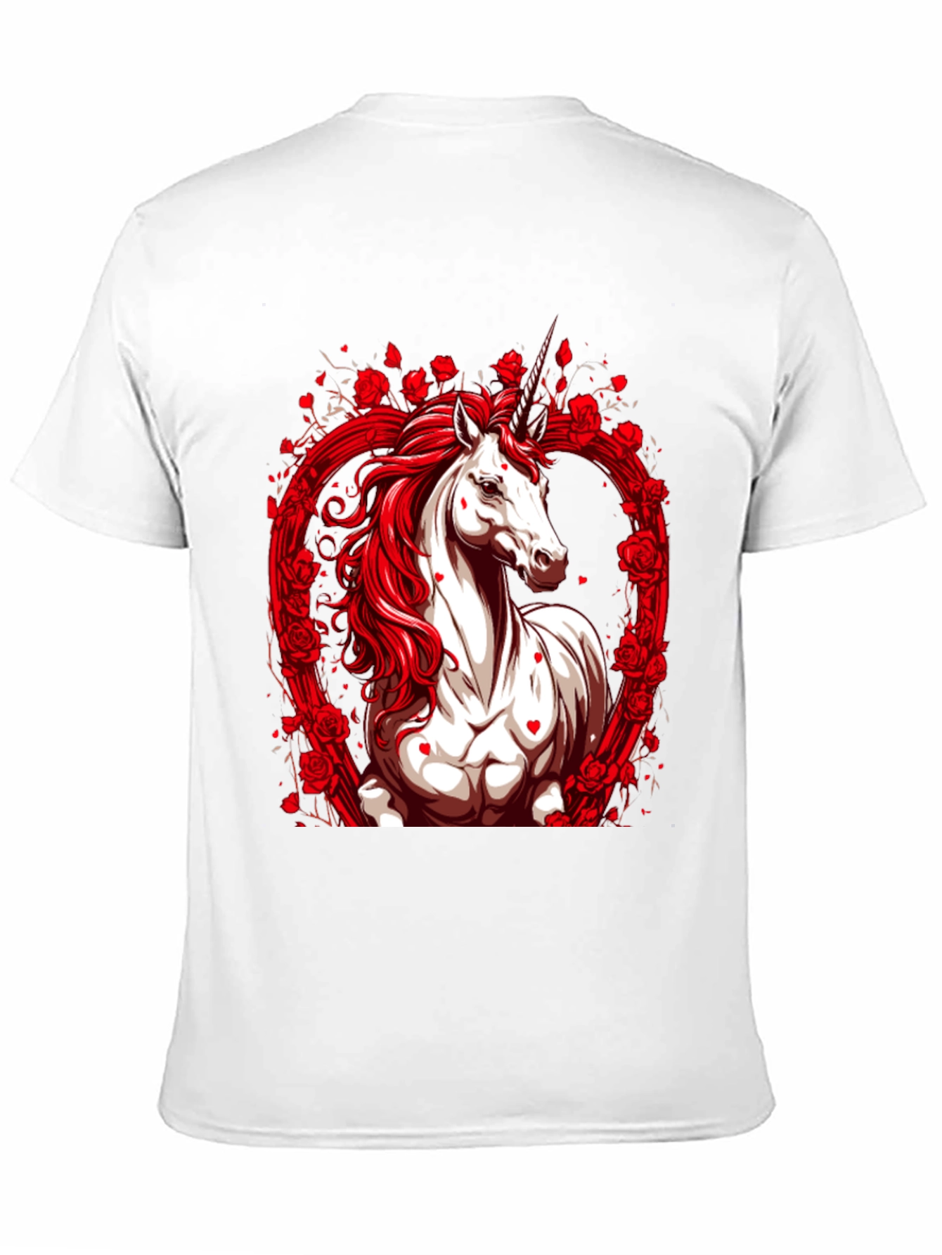 Unicorn Rose Heart Black T-Shirt