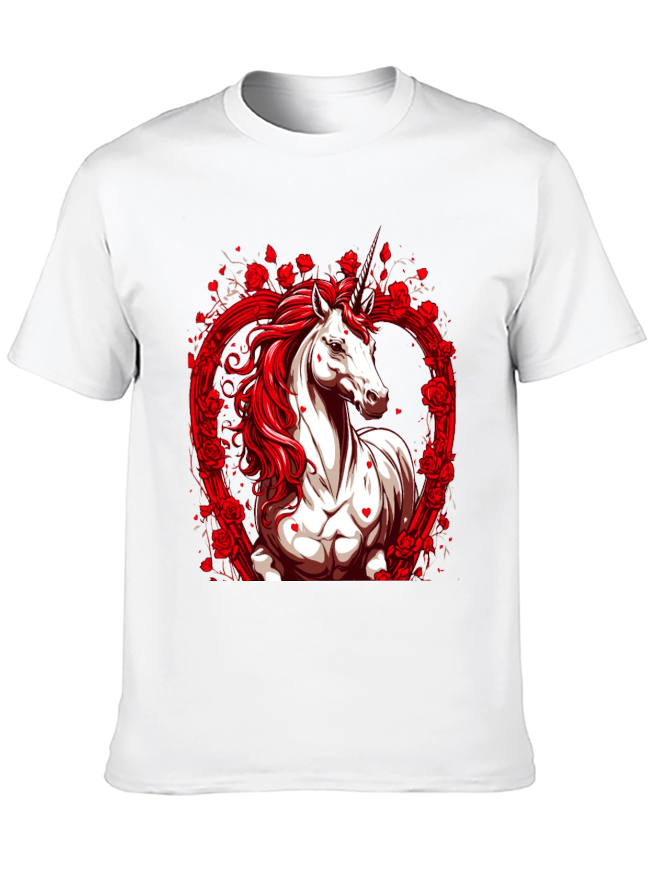 Unicorn Rose Heart Black T-Shirt