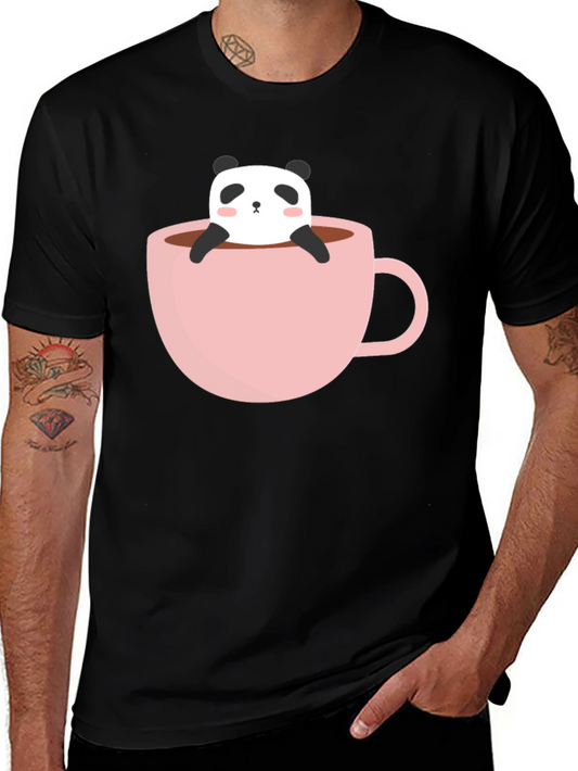 Panda in a Cup Graphic Tee - Soft Black Shirt