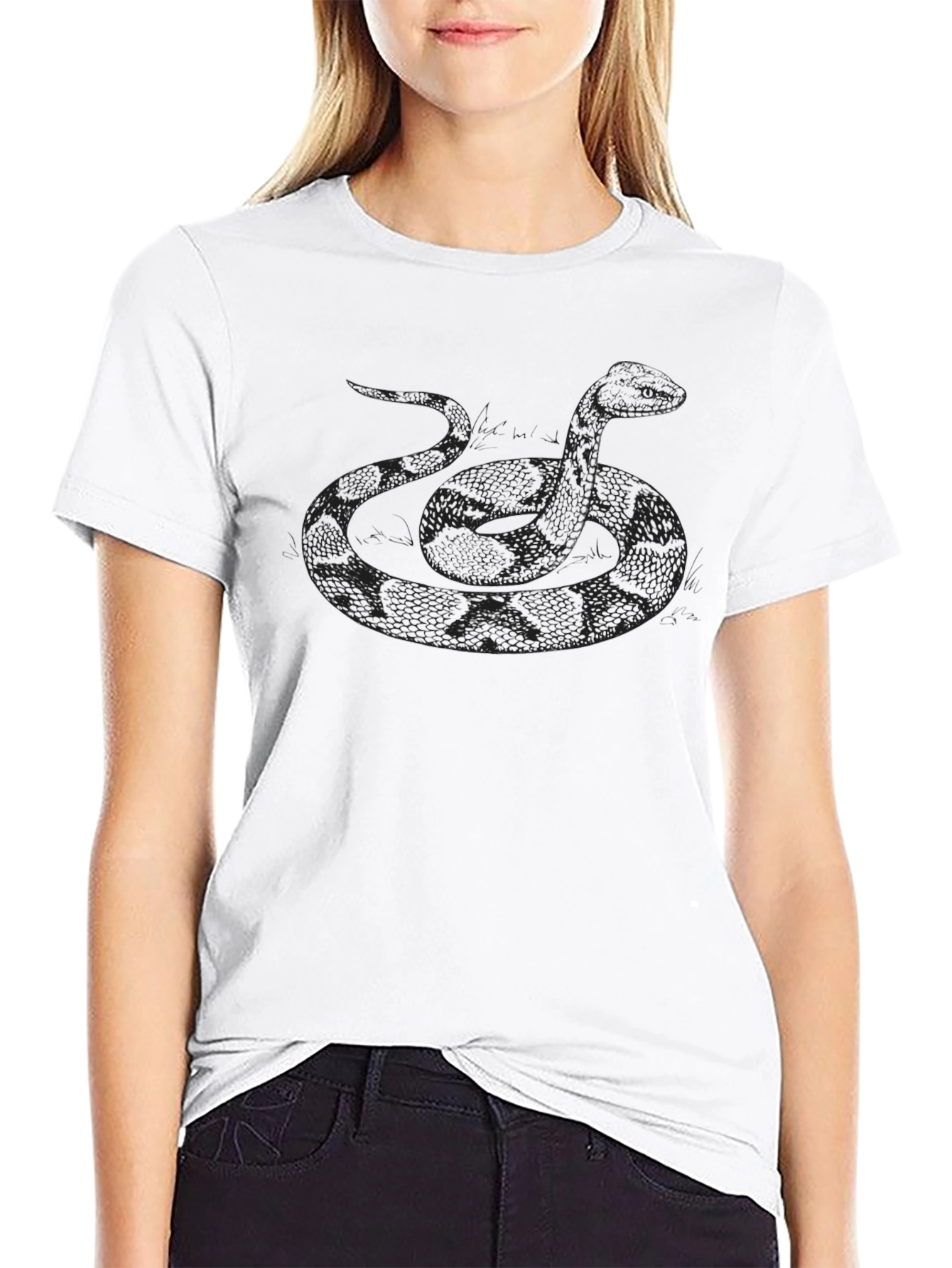 Snake Graphic Tee - Black Cotton T-Shirt