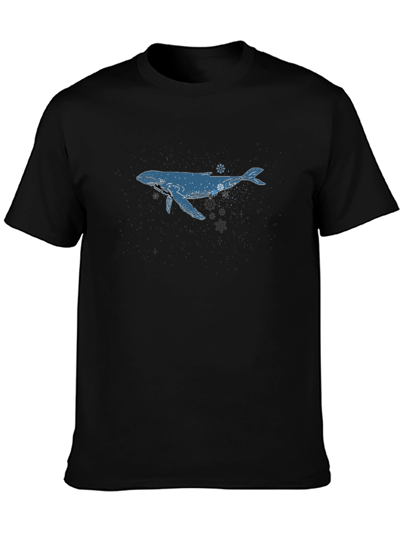Whale & Snowflake Graphic Black T-Shirt
