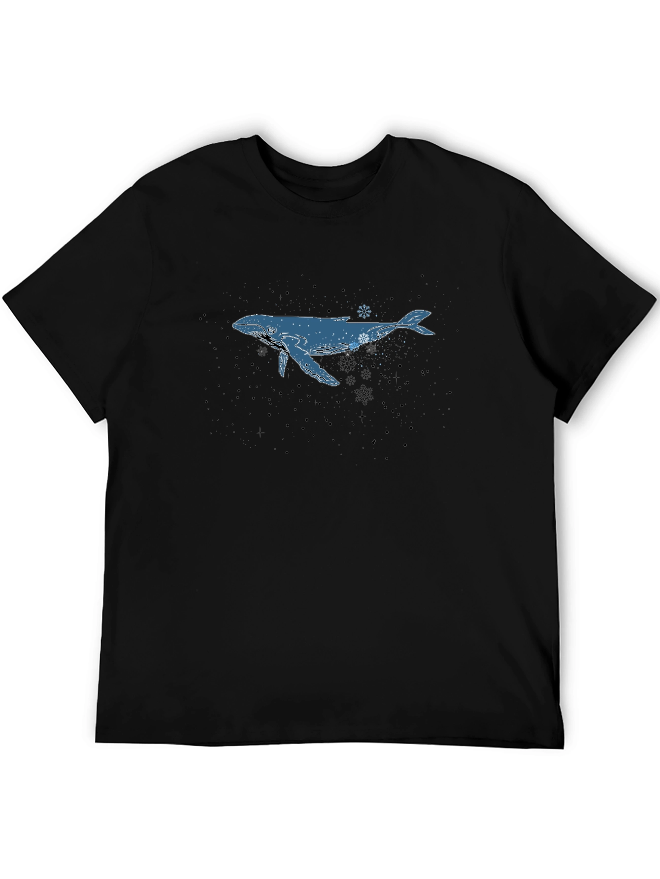 Whale & Snowflake Graphic Black T-Shirt